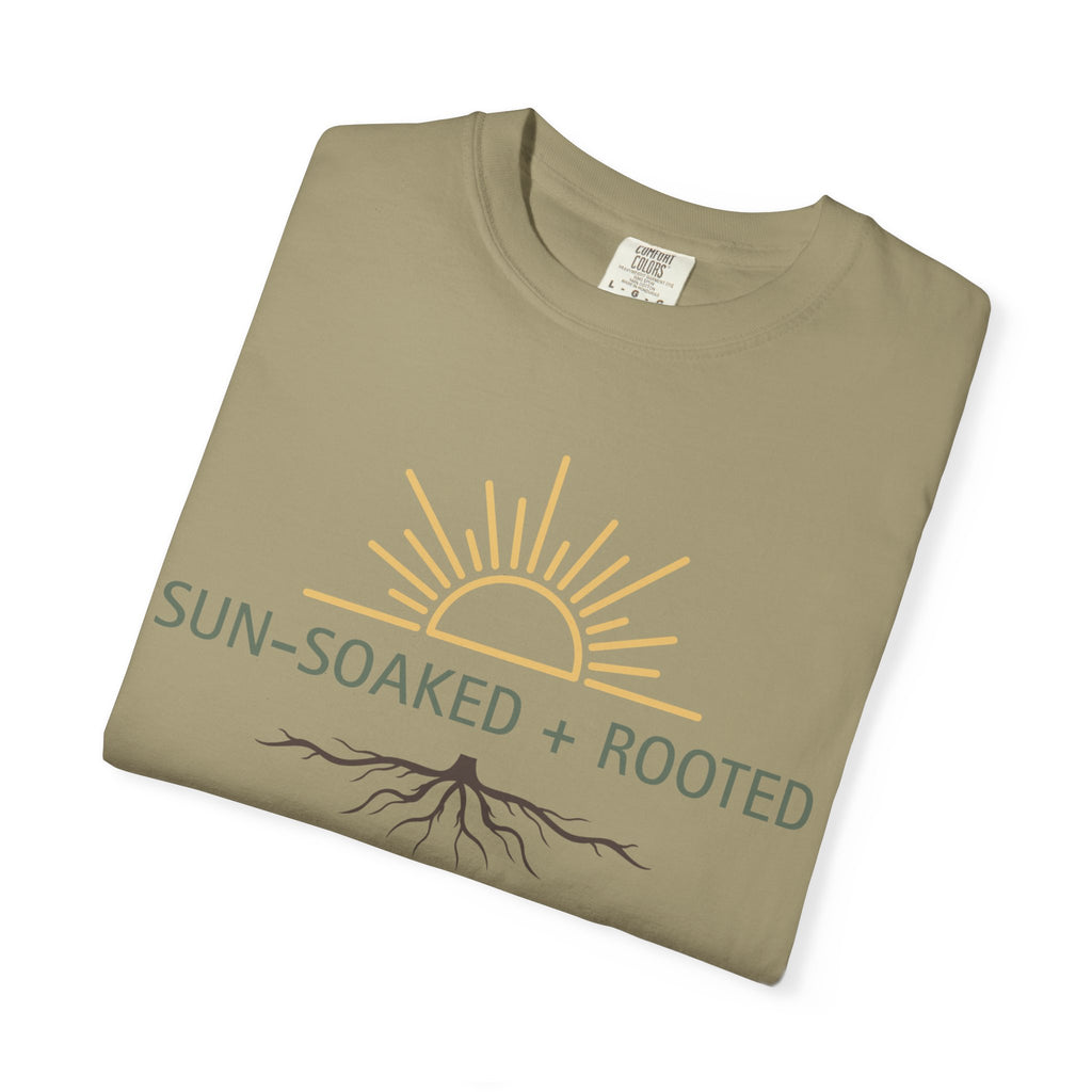Wild & Wander Sun-Soaked + Rooted Tee - Comfort Colors Boho T-Shirt for Soft Summer Days