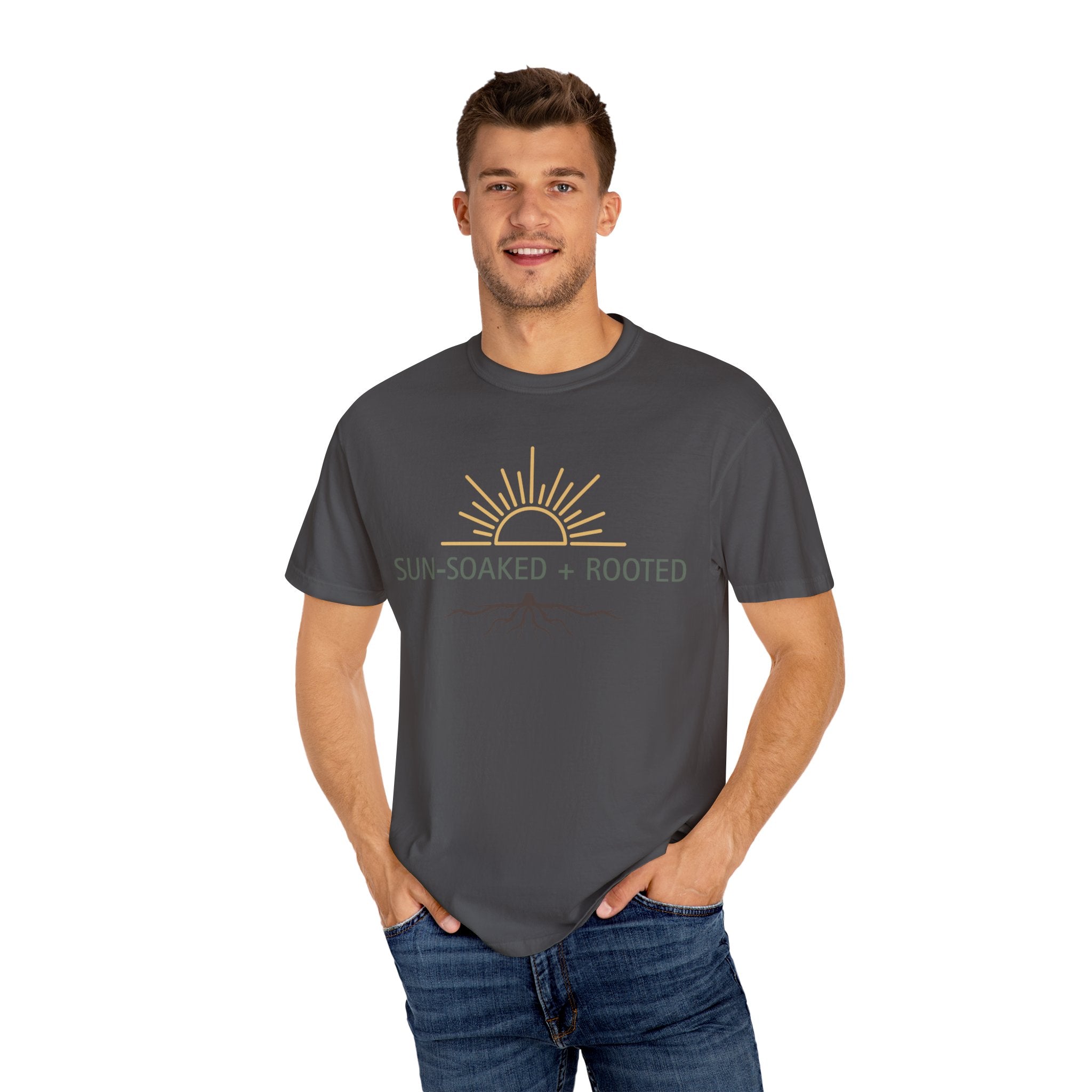 Wild & Wander Sun-Soaked + Rooted Tee - Comfort Colors Boho T-Shirt for Soft Summer Days
