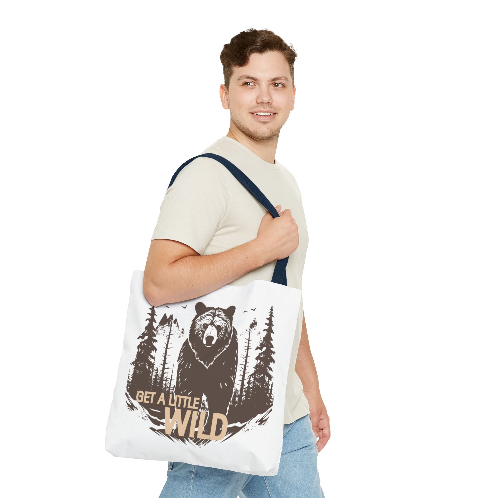 Get a Little Wild Tote Bag - Bear Forest Design | Durable Cotton Handle Market Bag