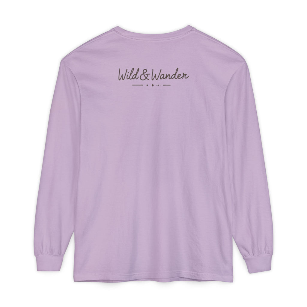 Wander Always Long Sleeve Shirt, Cozy Outdoor Graphic Tee, Wild & Wander