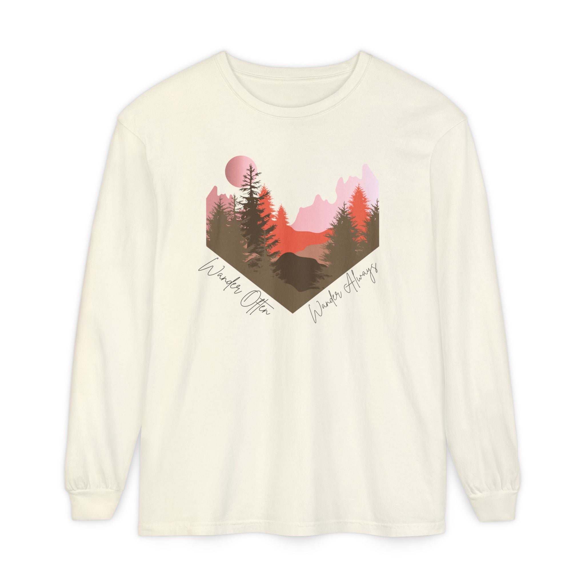 Wander Always Long Sleeve Shirt, Cozy Outdoor Graphic Tee, Wild & Wander