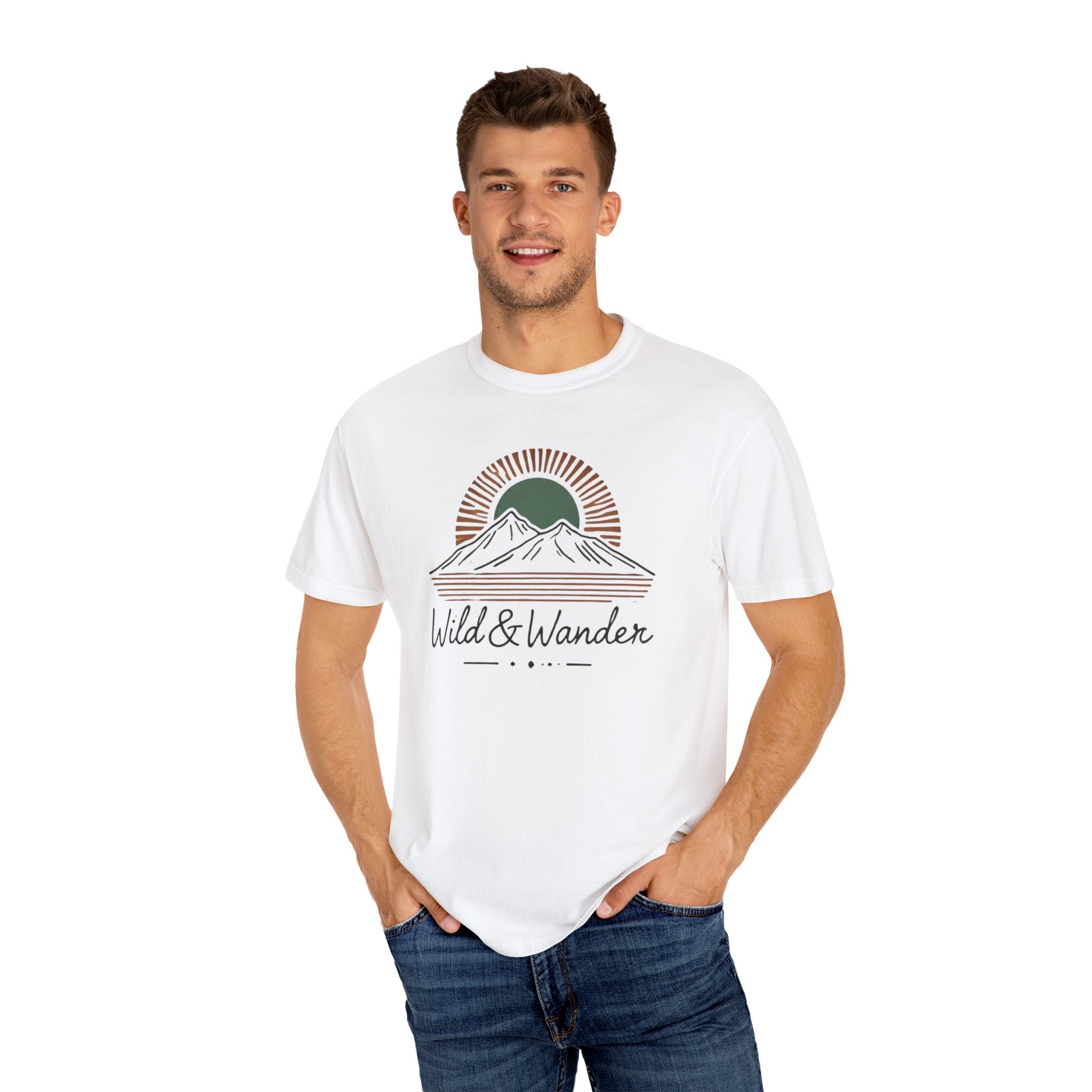 Wild & Wander Logo Comfort Tee | Nature Adventure Shirt | Soft Relaxed Fit Outdoorsy T-Shirt