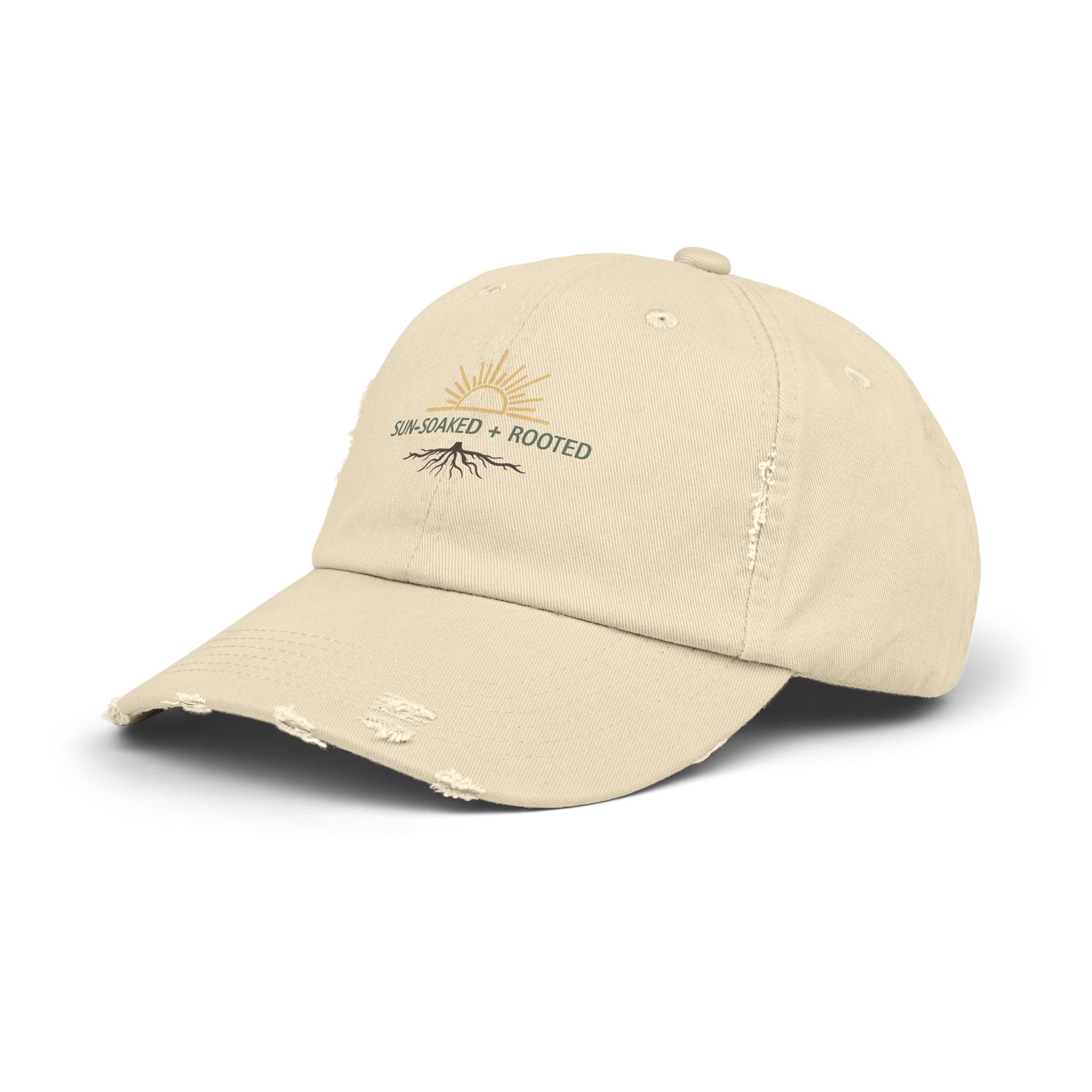 Wild & Wander Sun-Soaked + Rooted Baseball Hat - Boho Distressed Cap for Soft Summer Days