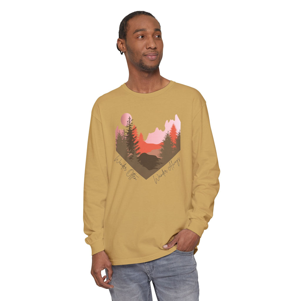 Wander Always Long Sleeve Shirt, Cozy Outdoor Graphic Tee, Wild & Wander