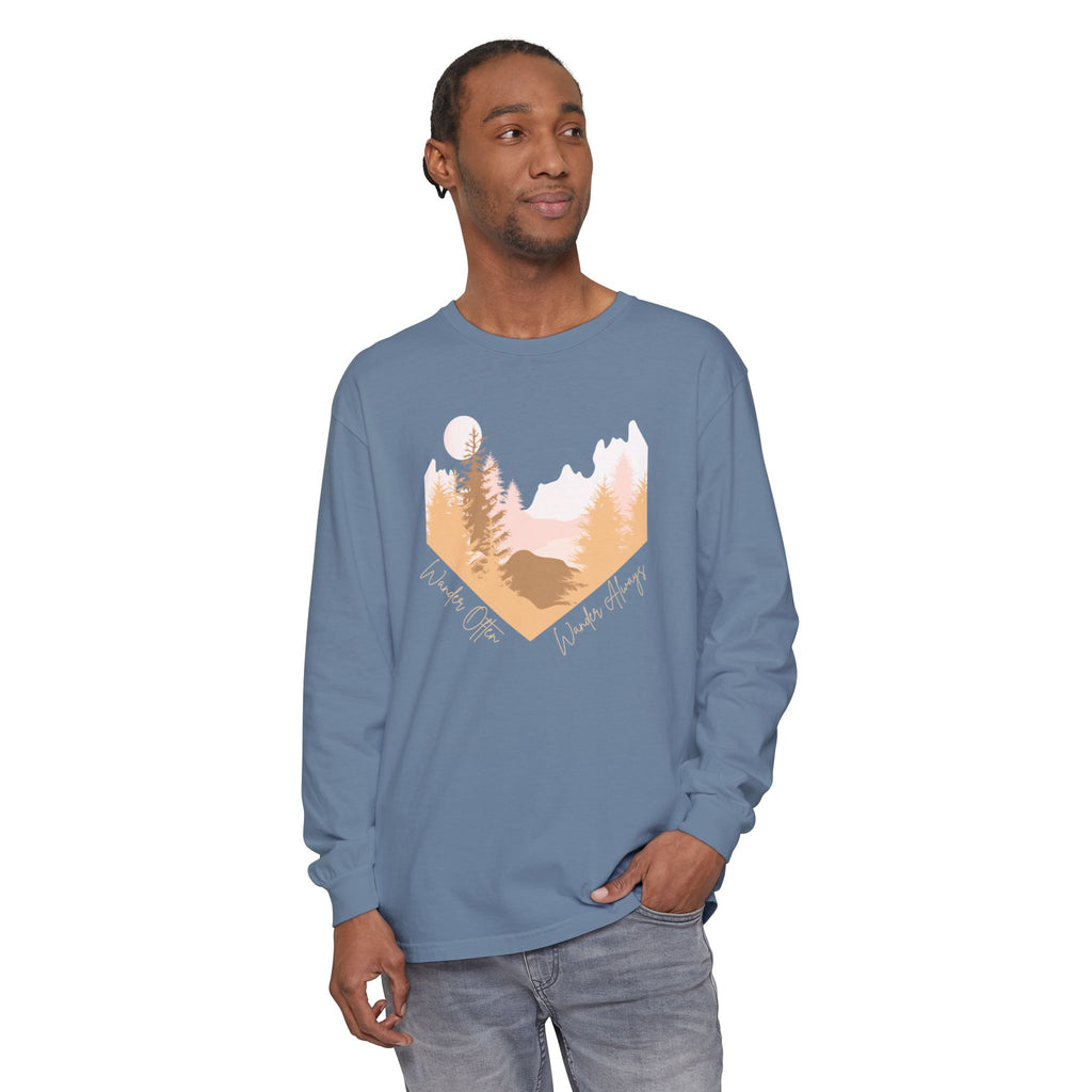 Wander Often Long Sleeve Shirt, Soft Nature Graphic Tee, Wild & Wander