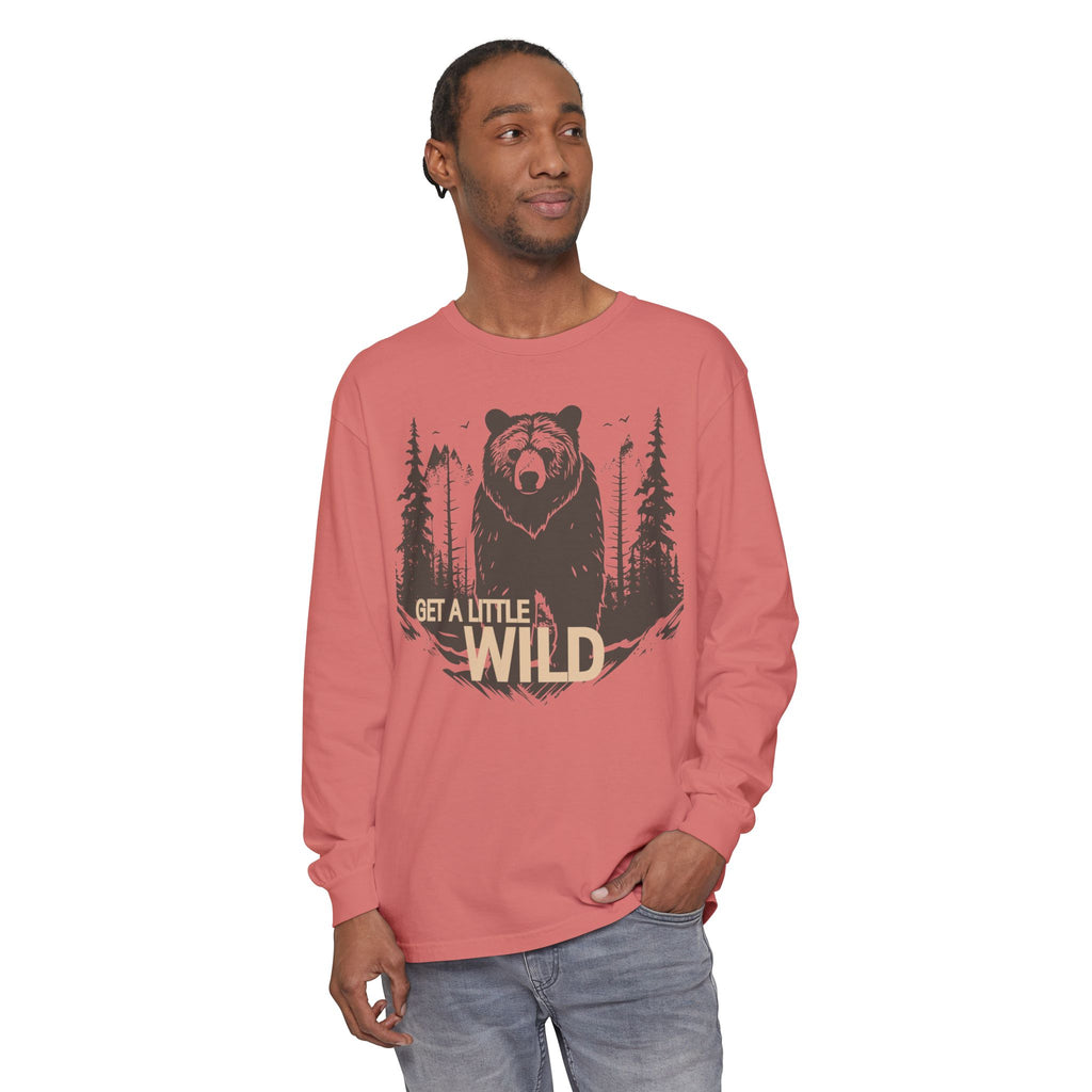 Get a Little Wild Bear Long Sleeve -Nature Graphic Tee | Soft Cotton Adventure Layer