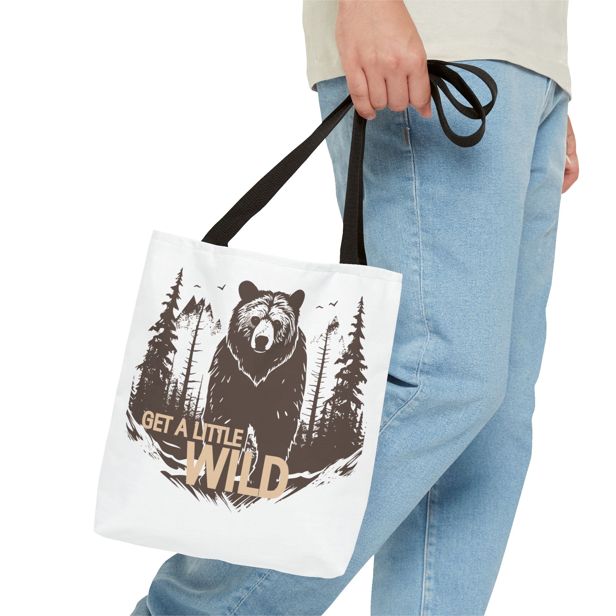 Get a Little Wild Tote Bag - Bear Forest Design | Durable Cotton Handle Market Bag