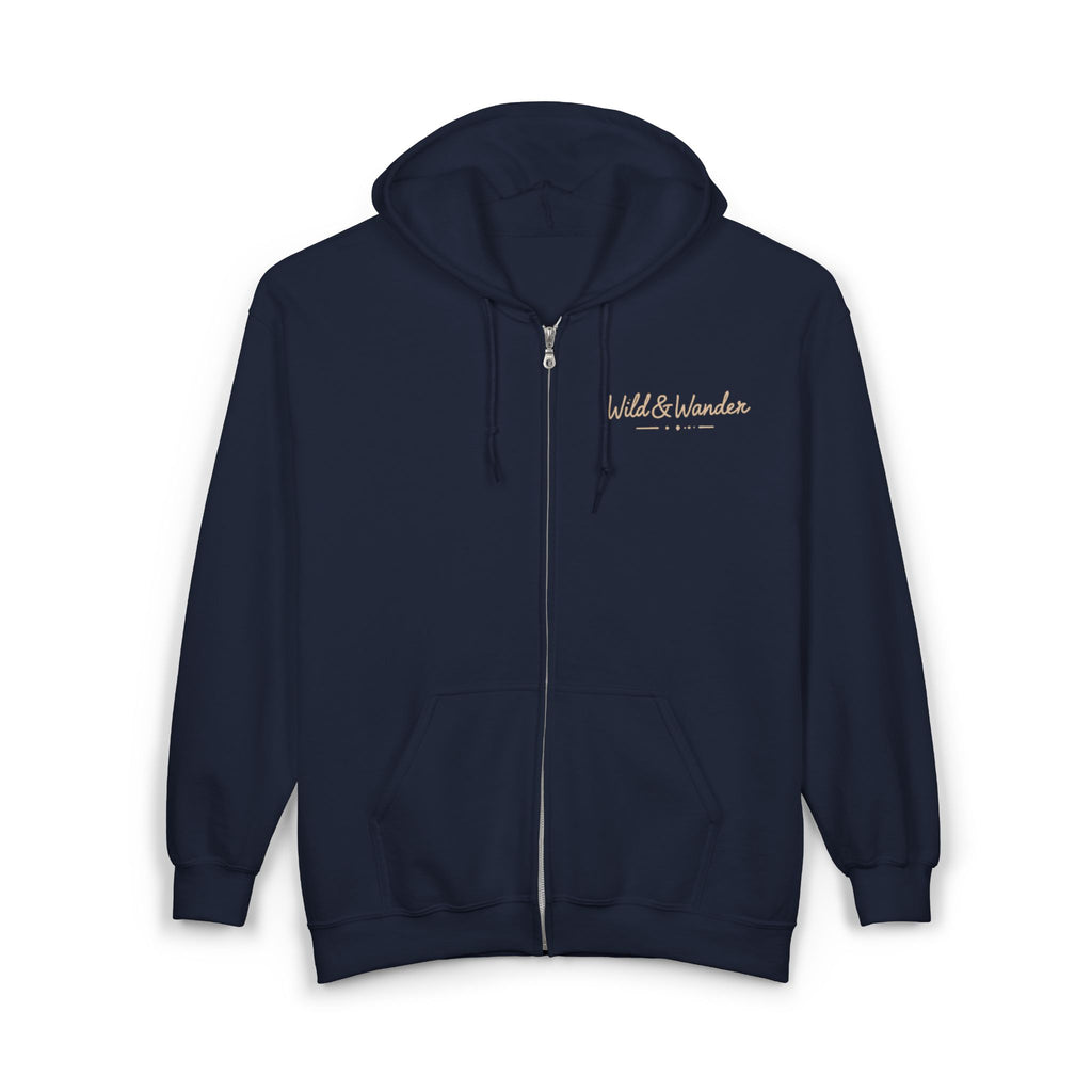 Mountain Sunrise Zip-Up Hoodie - Soft Fleece Adventure Jacket | Wild & Wander Embroidered Zip-Up Sweatshirt