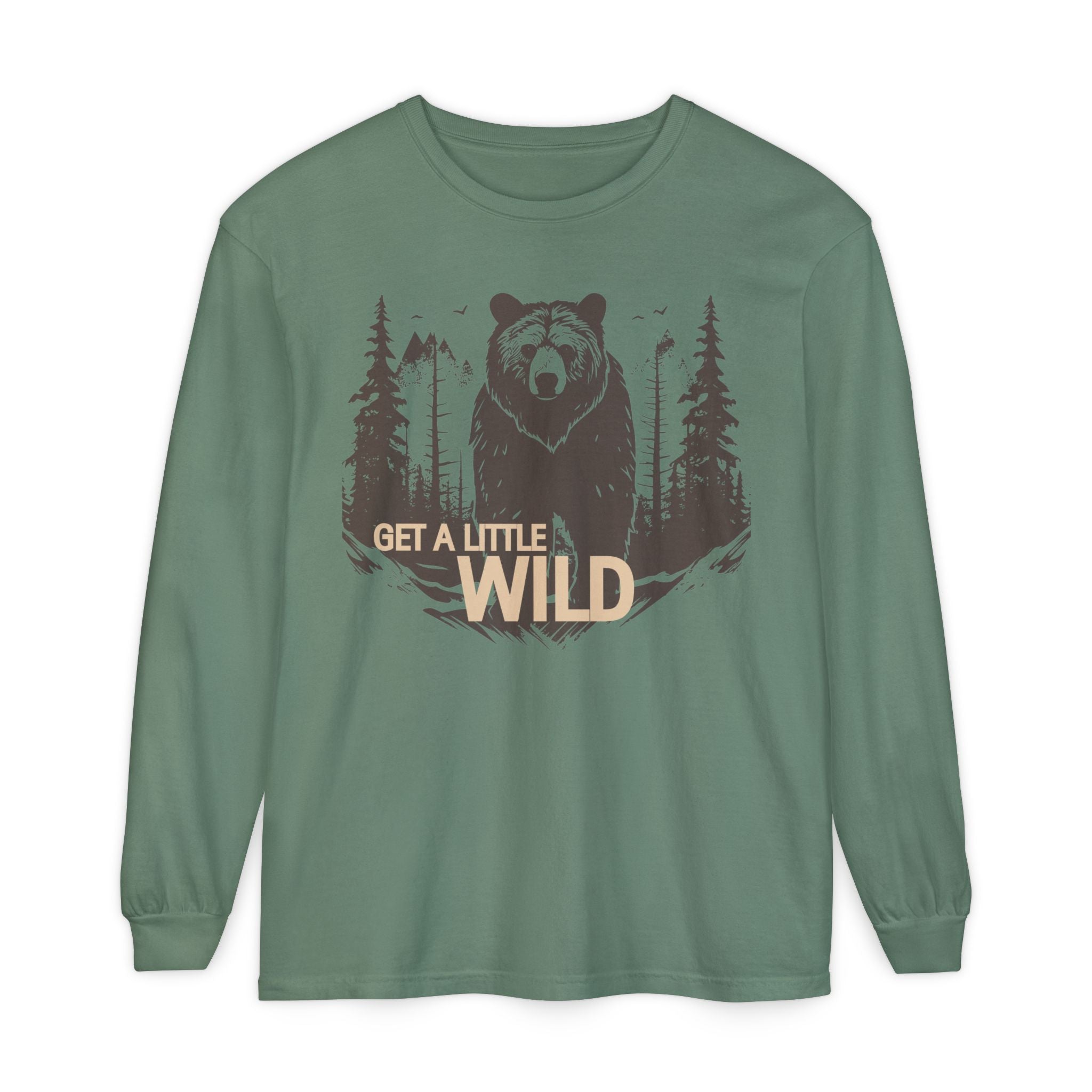 Get a Little Wild Bear Long Sleeve -Nature Graphic Tee | Soft Cotton Adventure Layer