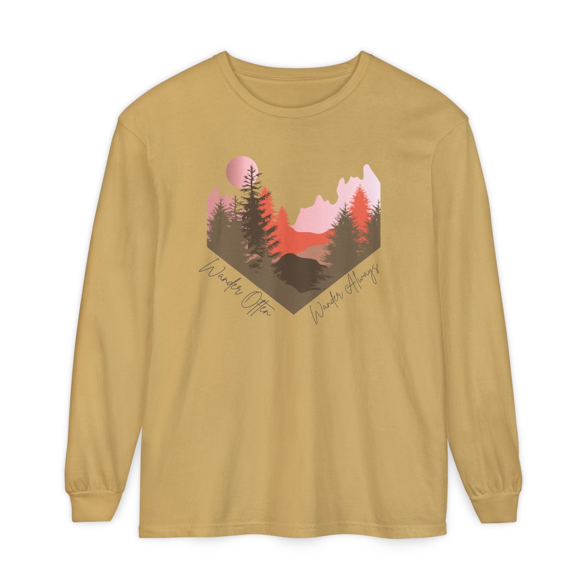 Wander Always Long Sleeve Shirt, Cozy Outdoor Graphic Tee, Wild & Wander
