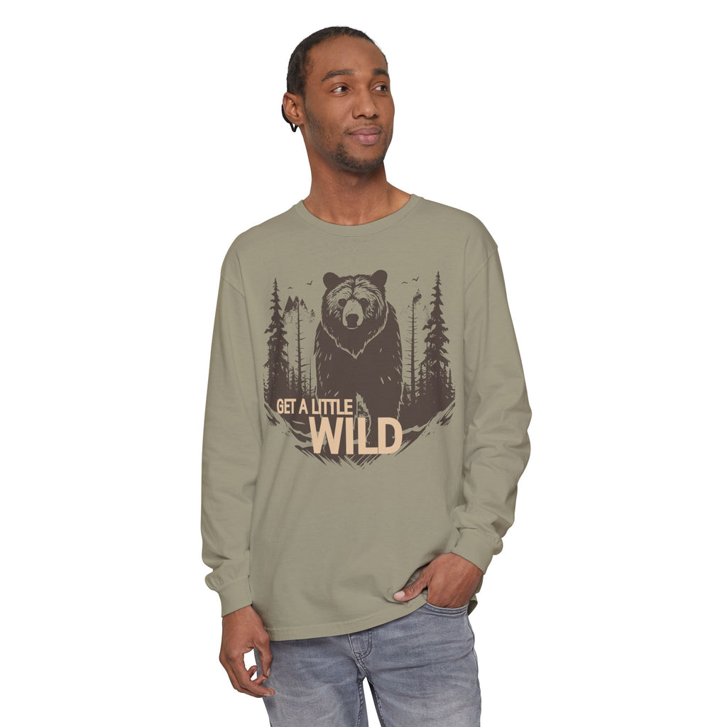 Get a Little Wild Bear Long Sleeve -Nature Graphic Tee | Soft Cotton Adventure Layer