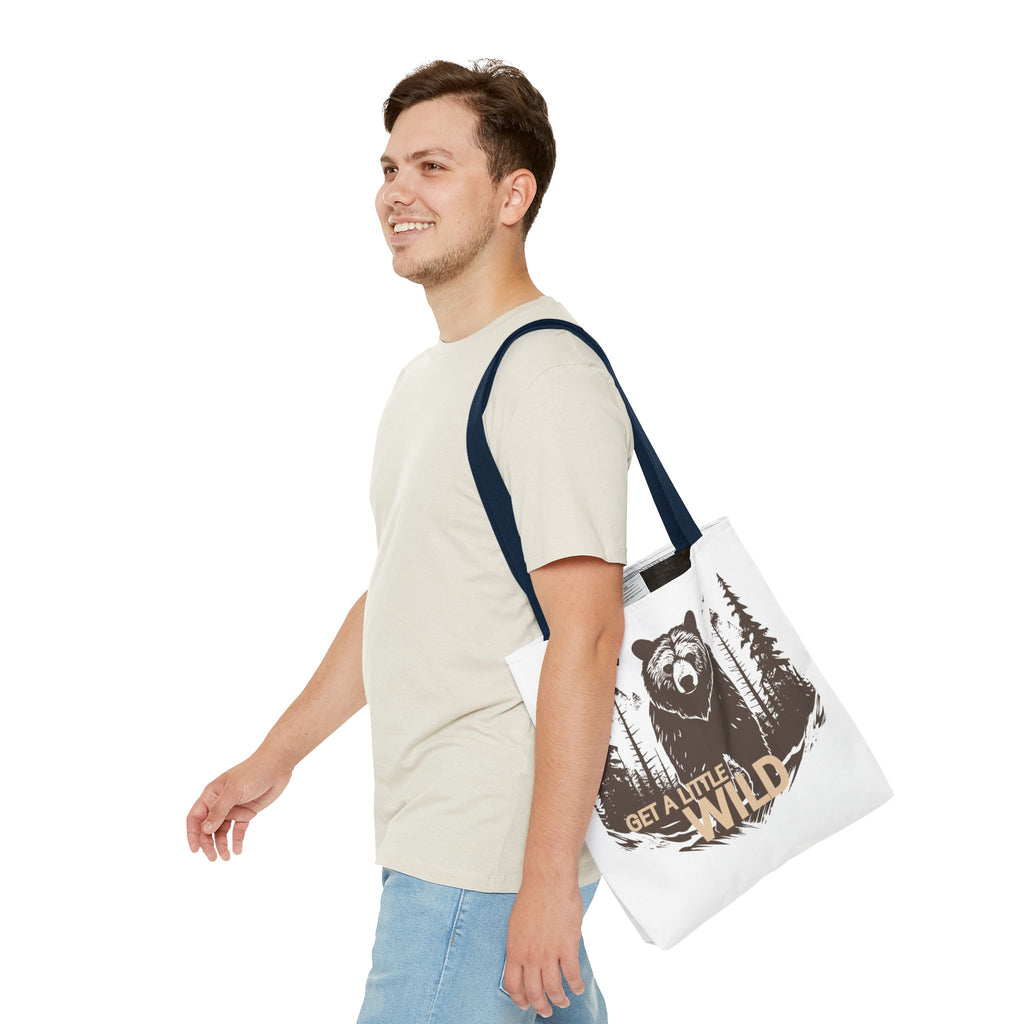 Get a Little Wild Tote Bag - Bear Forest Design | Durable Cotton Handle Market Bag