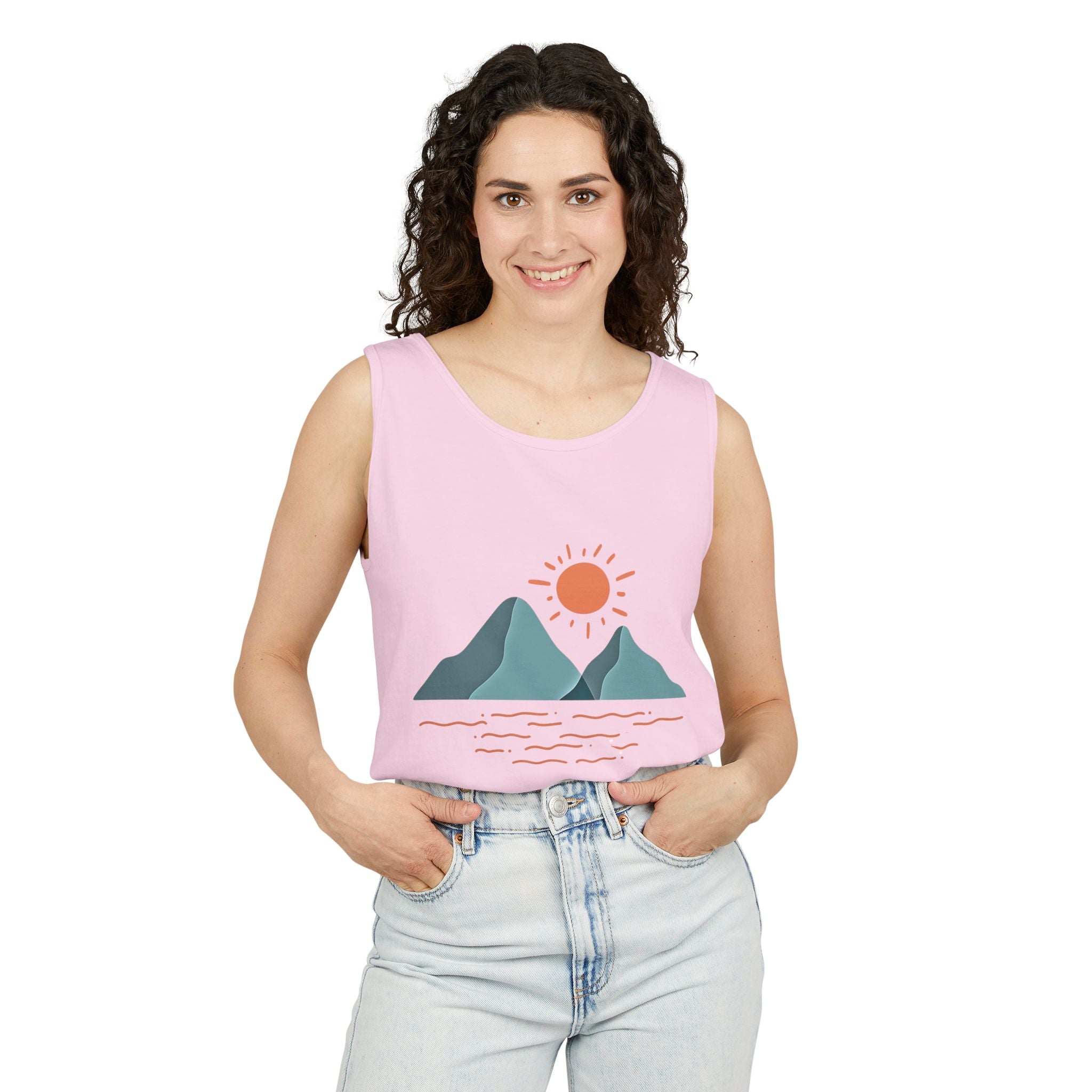 Mountain Sunrise Tank Top - Comfort Colors Garment-Dyed Unisex Muscle Tank | Soft Cotton Nature-Inspired Summer Shirt