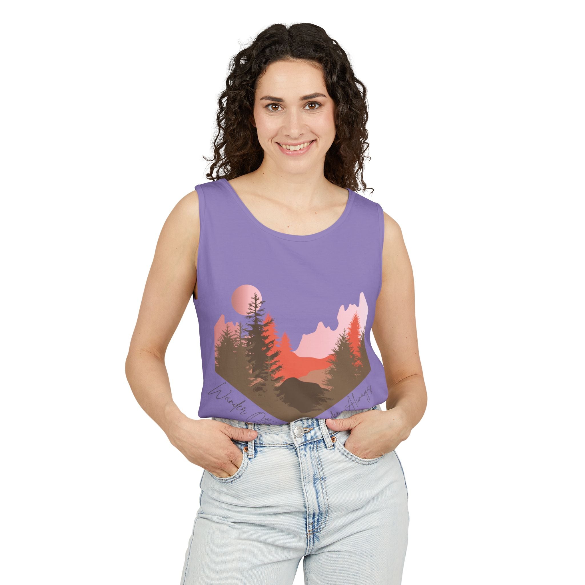 Wander Always Tank Top - Comfort Colors Garment-Dyed Muscle Tank | Wild & Wander Nature-Inspired Summer Shirt