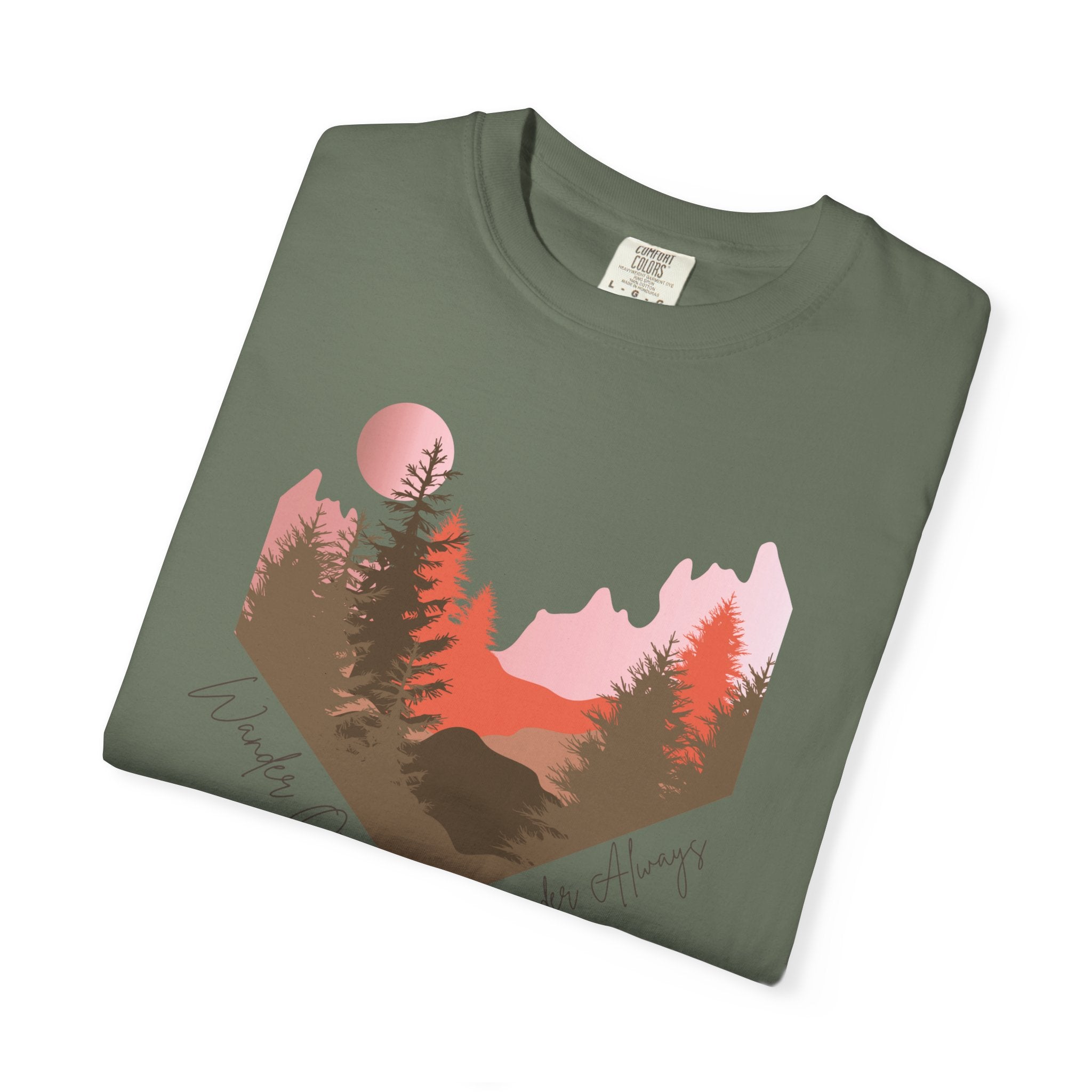 Wander Always Sunset T-Shirt | Wild & Wander Adventure Tee | Comfort Colors Garment-Dyed Shirt
