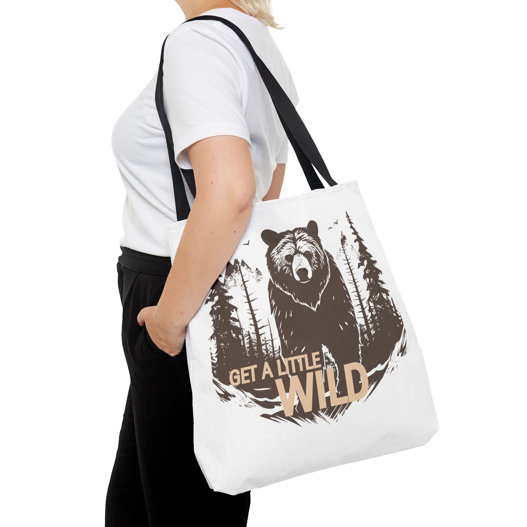 Get a Little Wild Tote Bag - Bear Forest Design | Durable Cotton Handle Market Bag