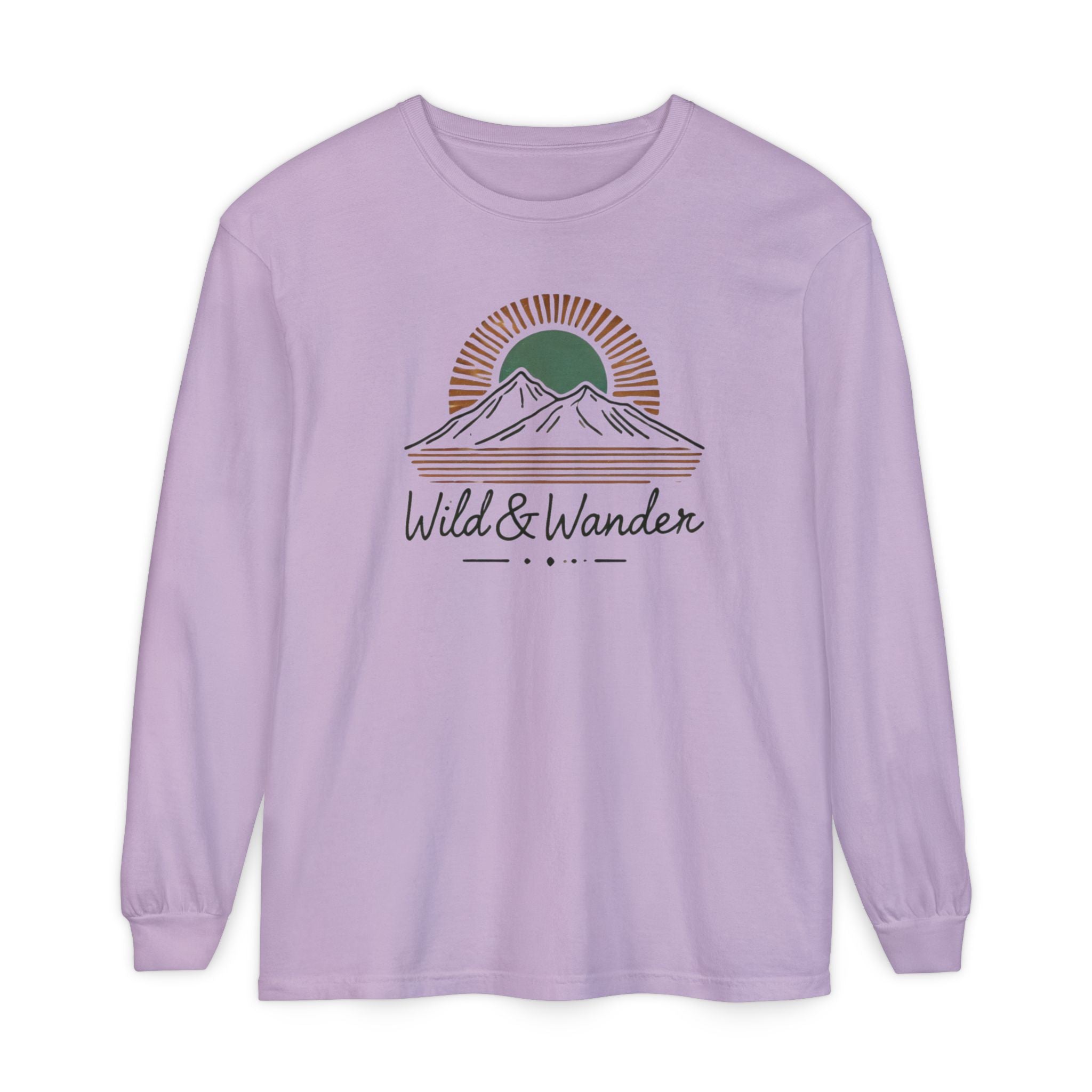 Wild & Wander Logo Long Sleeve Tee, Earthy Adventure Shirt for Nature Lovers