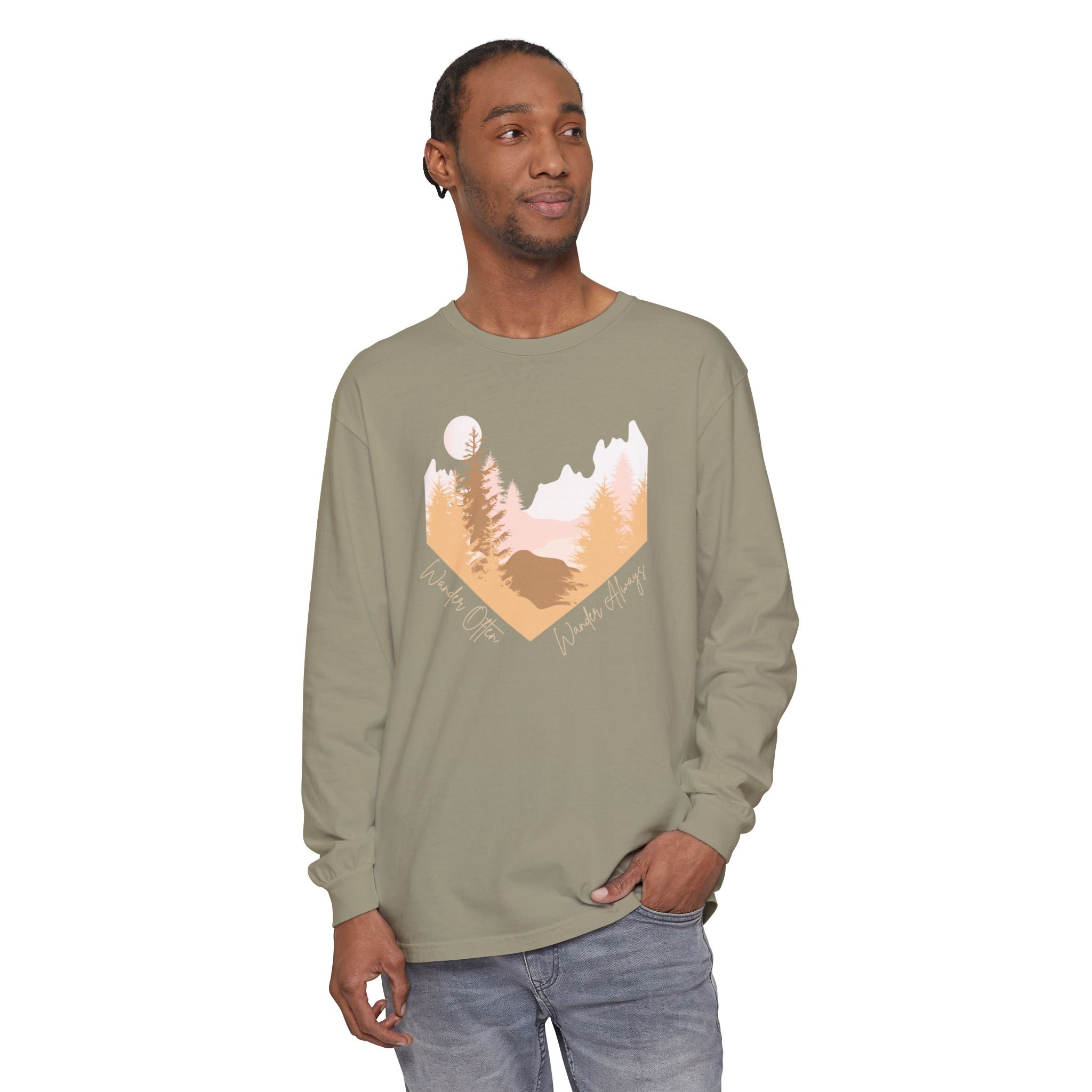 Wander Often Long Sleeve Shirt, Soft Nature Graphic Tee, Wild & Wander