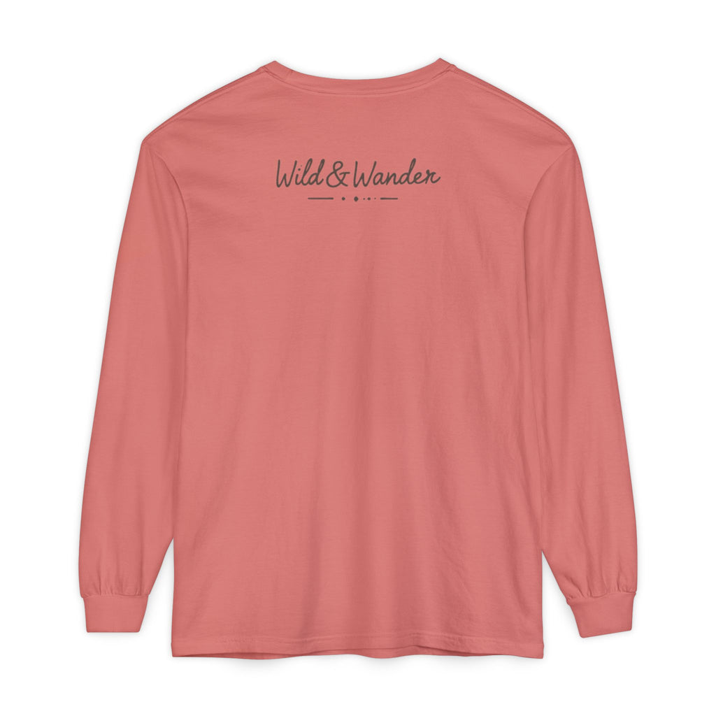 Wander Always Long Sleeve Shirt, Cozy Outdoor Graphic Tee, Wild & Wander