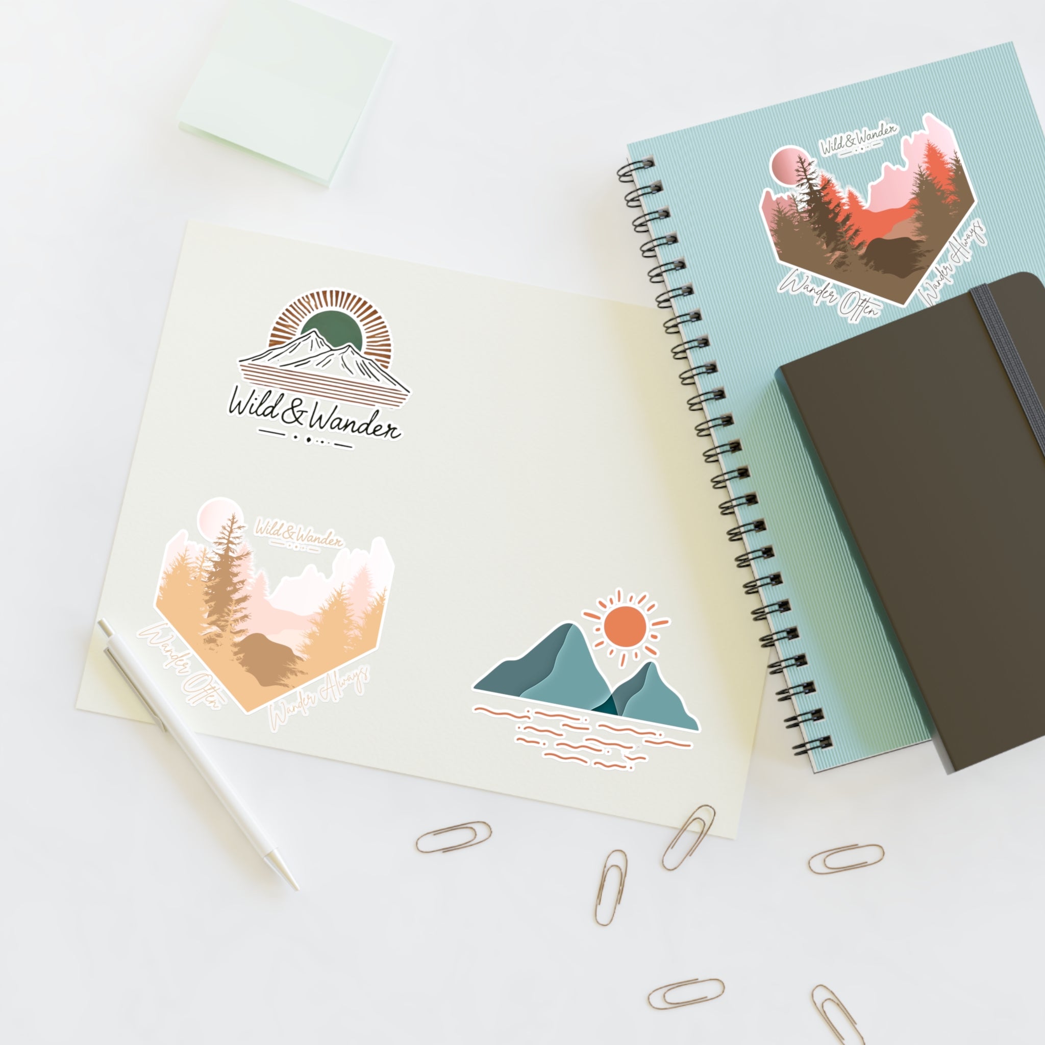 Sunrise Adventure Sticker Sheet - Wild & Wander Nature-Inspired Vinyl Stickers for Laptops, Journals + More