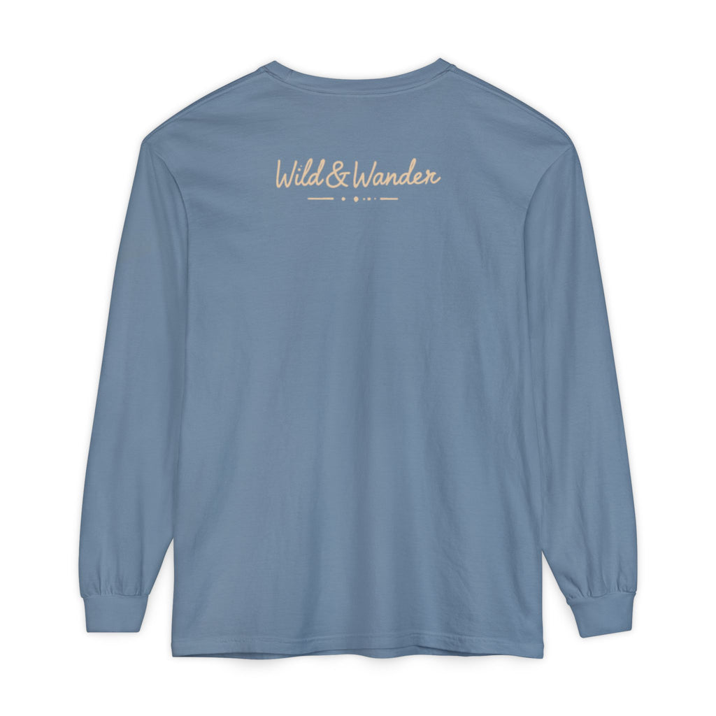 Wander Often Long Sleeve Shirt, Soft Nature Graphic Tee, Wild & Wander