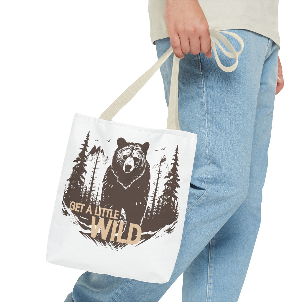 Get a Little Wild Tote Bag - Bear Forest Design | Durable Cotton Handle Market Bag