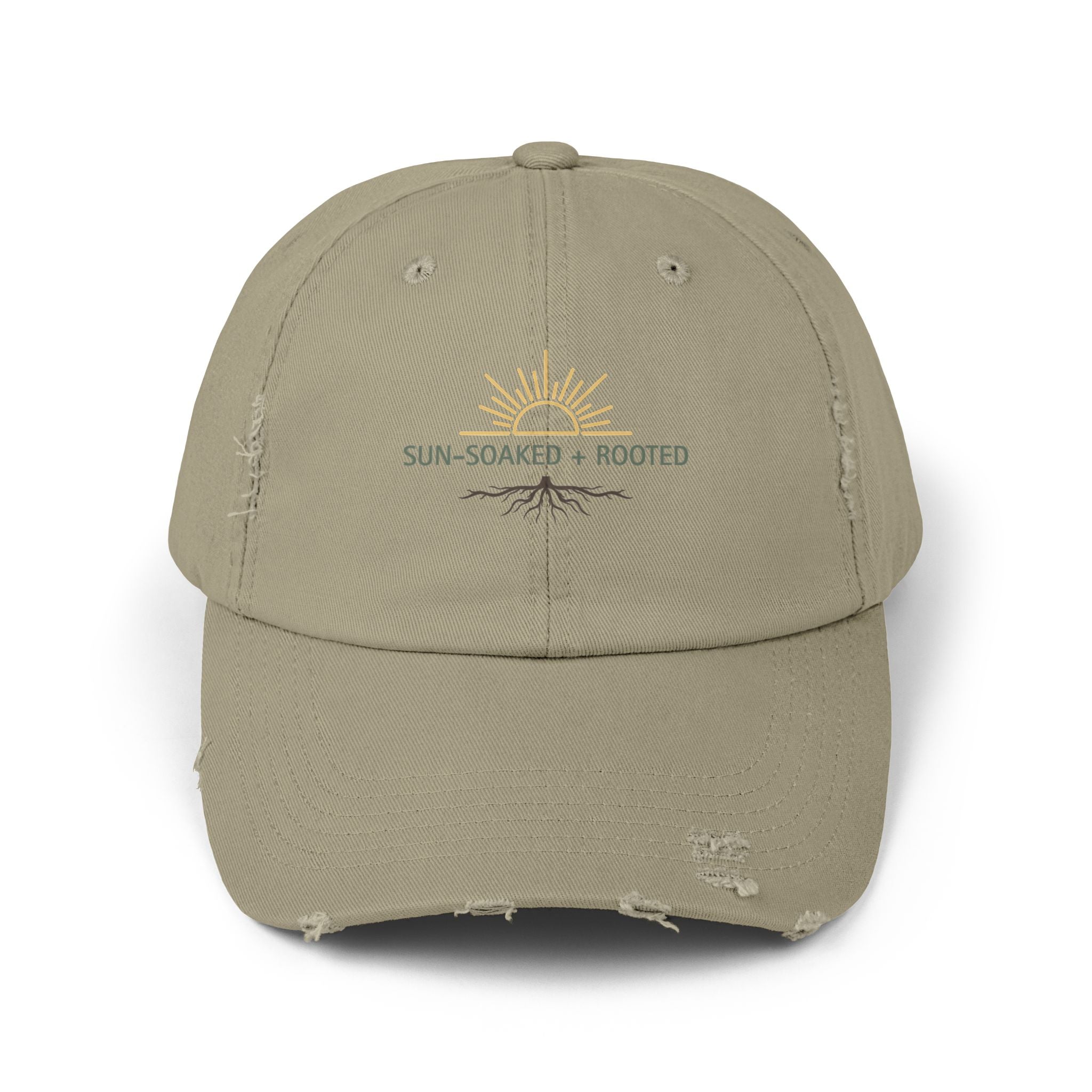 Wild & Wander Sun-Soaked + Rooted Baseball Hat - Boho Distressed Cap for Soft Summer Days