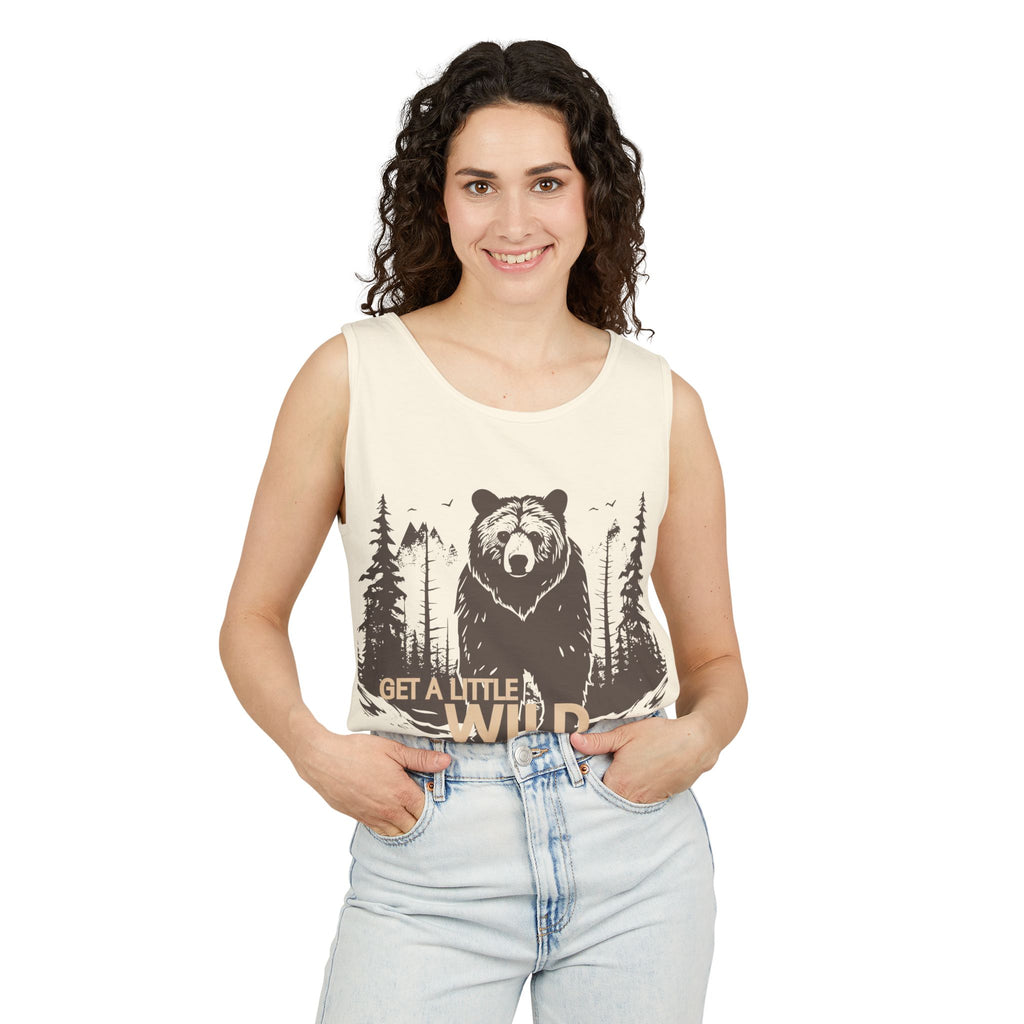 Get a Little Wild Bear Tank Top - Nature Graphic | Soft Garment-Dyed Unisex Fit