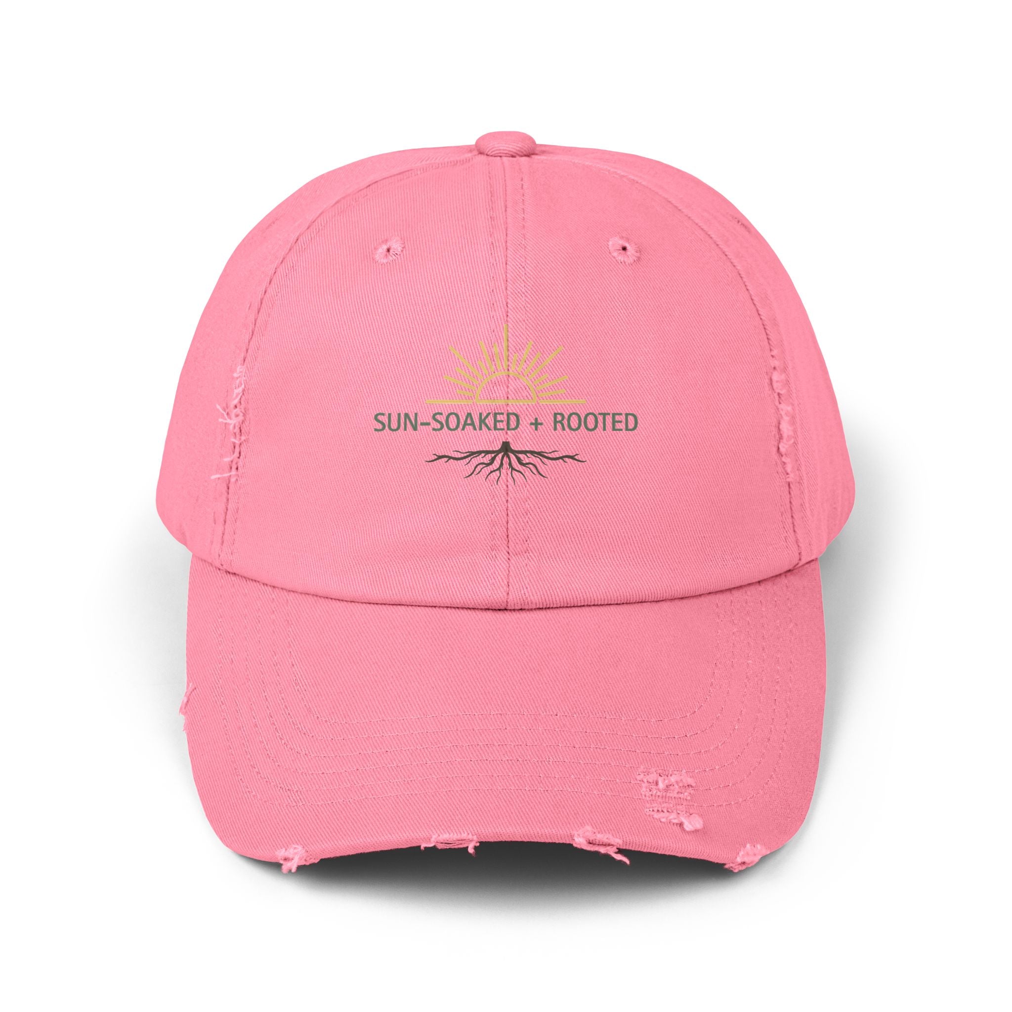 Wild & Wander Sun-Soaked + Rooted Baseball Hat - Boho Distressed Cap for Soft Summer Days