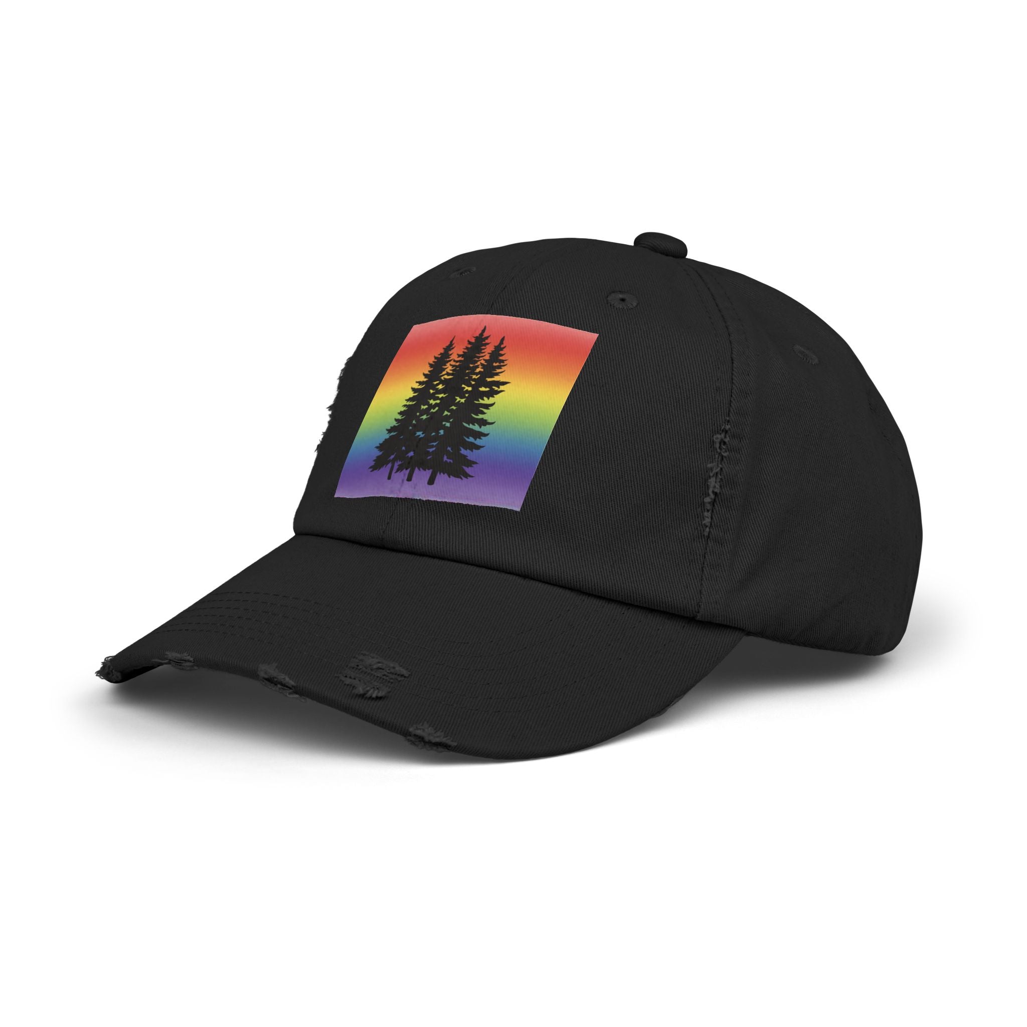 Rainbow Pride Tree Hat | LGBTQ+ Distressed Baseball Cap | Queer Forest Pride Hat | Gay Pride Cap | Lesbian Owned Brand | Wild & Wander