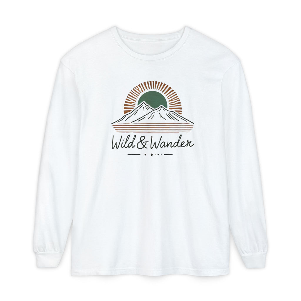 Wild & Wander Logo Long Sleeve Tee, Earthy Adventure Shirt for Nature Lovers