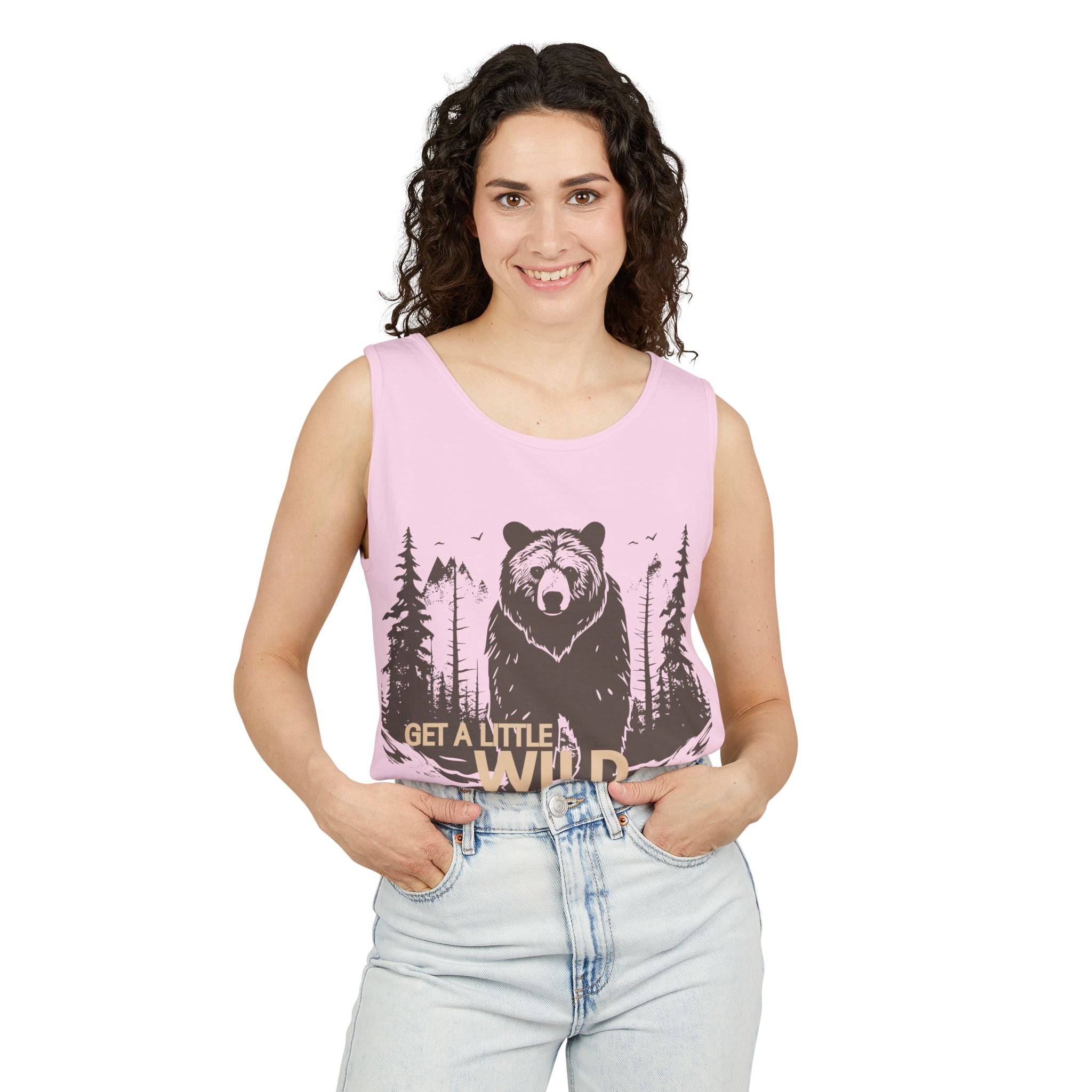Get a Little Wild Bear Tank Top - Nature Graphic | Soft Garment-Dyed Unisex Fit