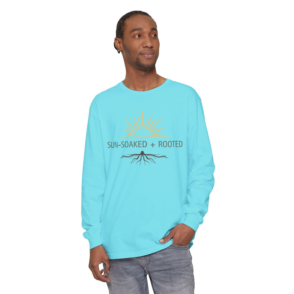 Wild & Wander Sun-Soaked + Rooted Long Sleeve Tee - Boho Layer for Chilly Summer Evenings