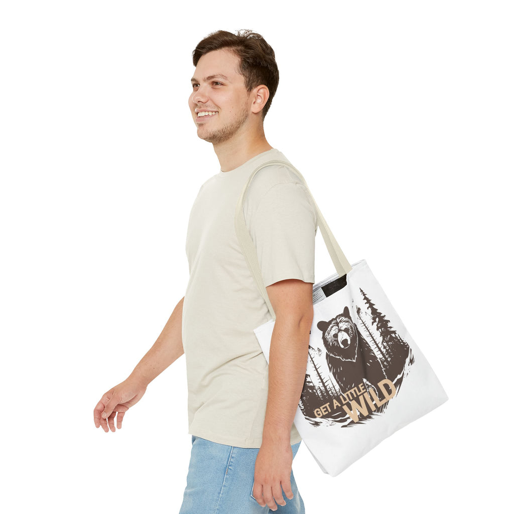 Get a Little Wild Tote Bag - Bear Forest Design | Durable Cotton Handle Market Bag