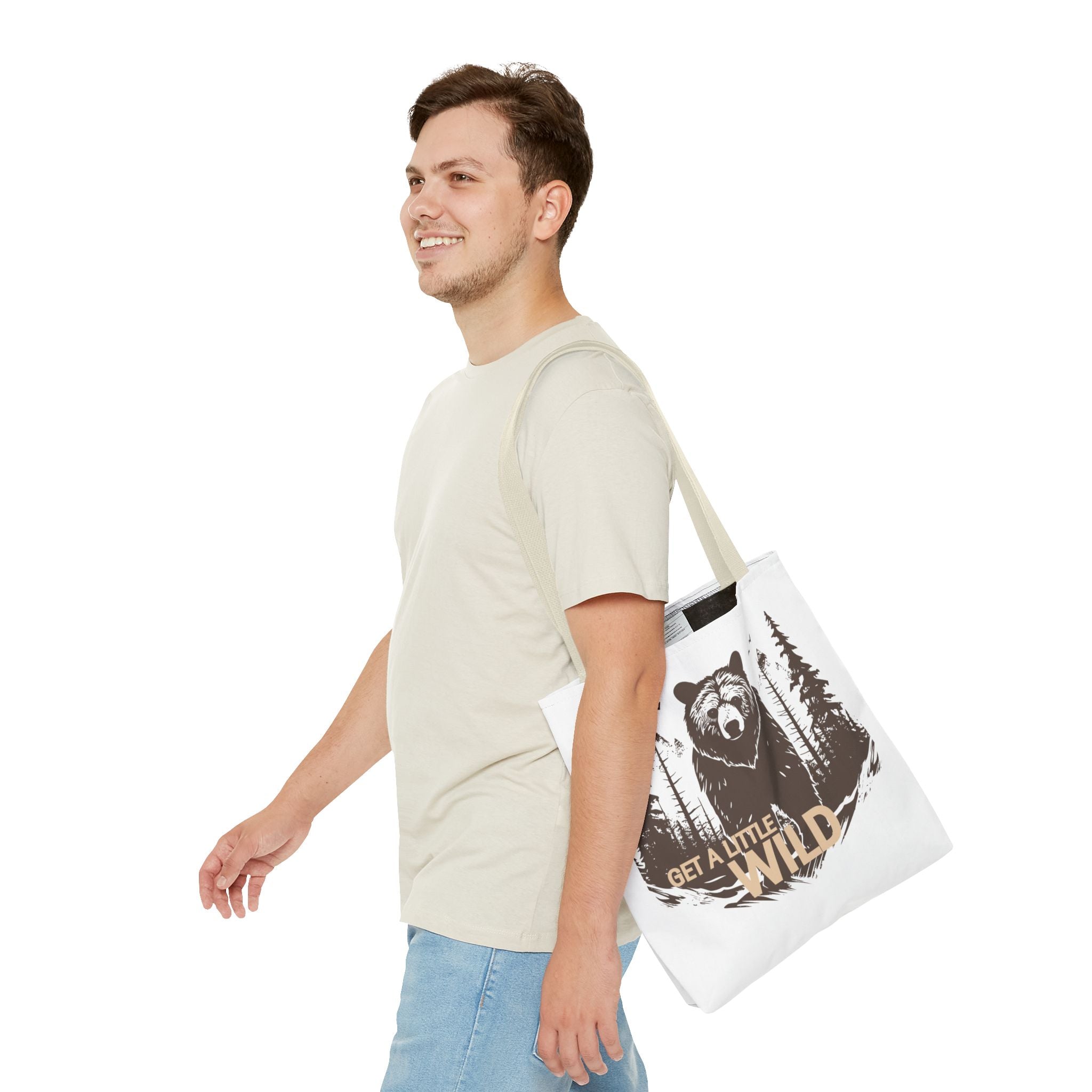 Get a Little Wild Tote Bag - Bear Forest Design | Durable Cotton Handle Market Bag