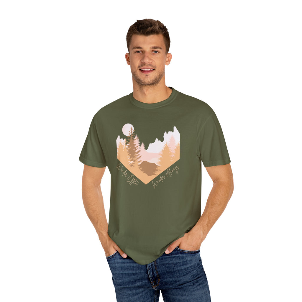 Wander Often Soft Sunrise T-Shirt | Wild & Wander Adventure Tee | Comfort Colors Garment-Dyed Shirt