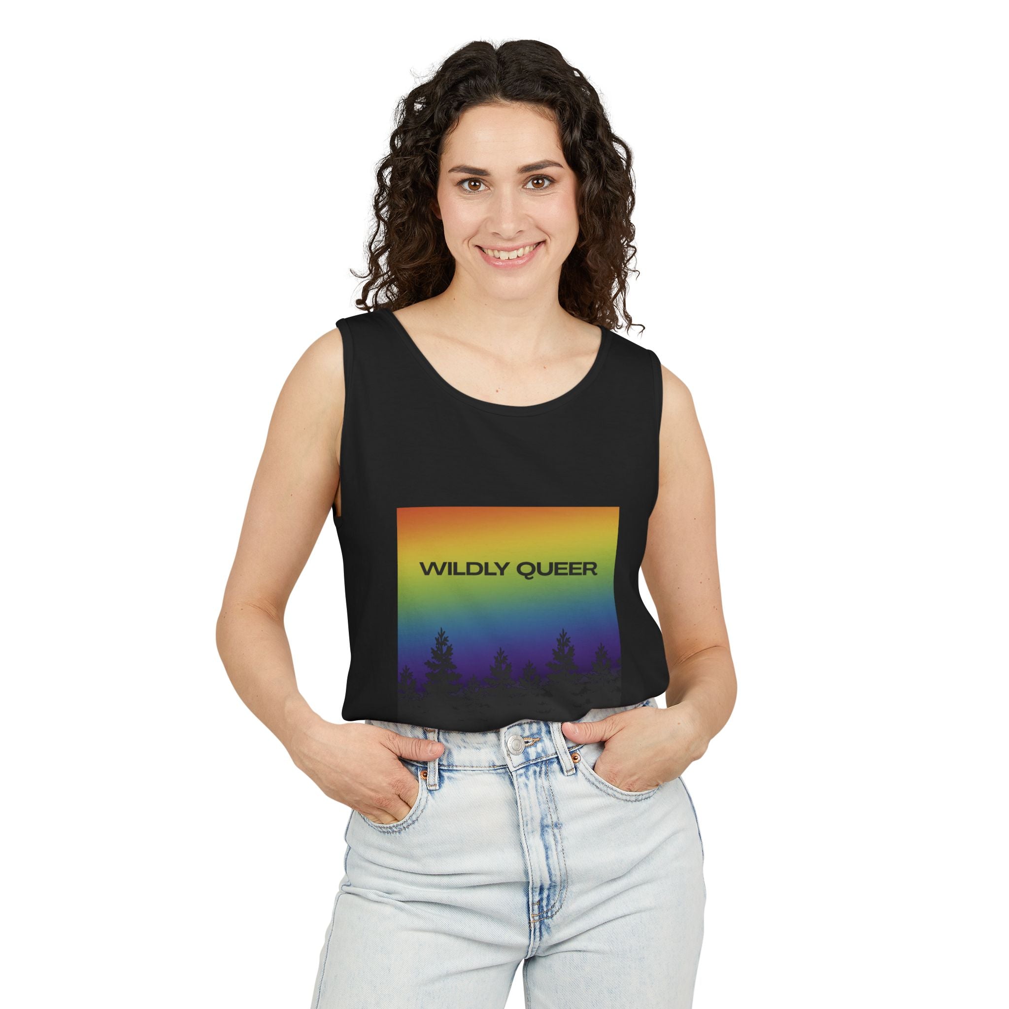 Wildly Queer Pride Tank Top | LGBTQ+ Shirt | Lesbian Queer Summer Tank | Rainbow Forest Graphic | Gay Pride Shirt | Wild & Wander Merch