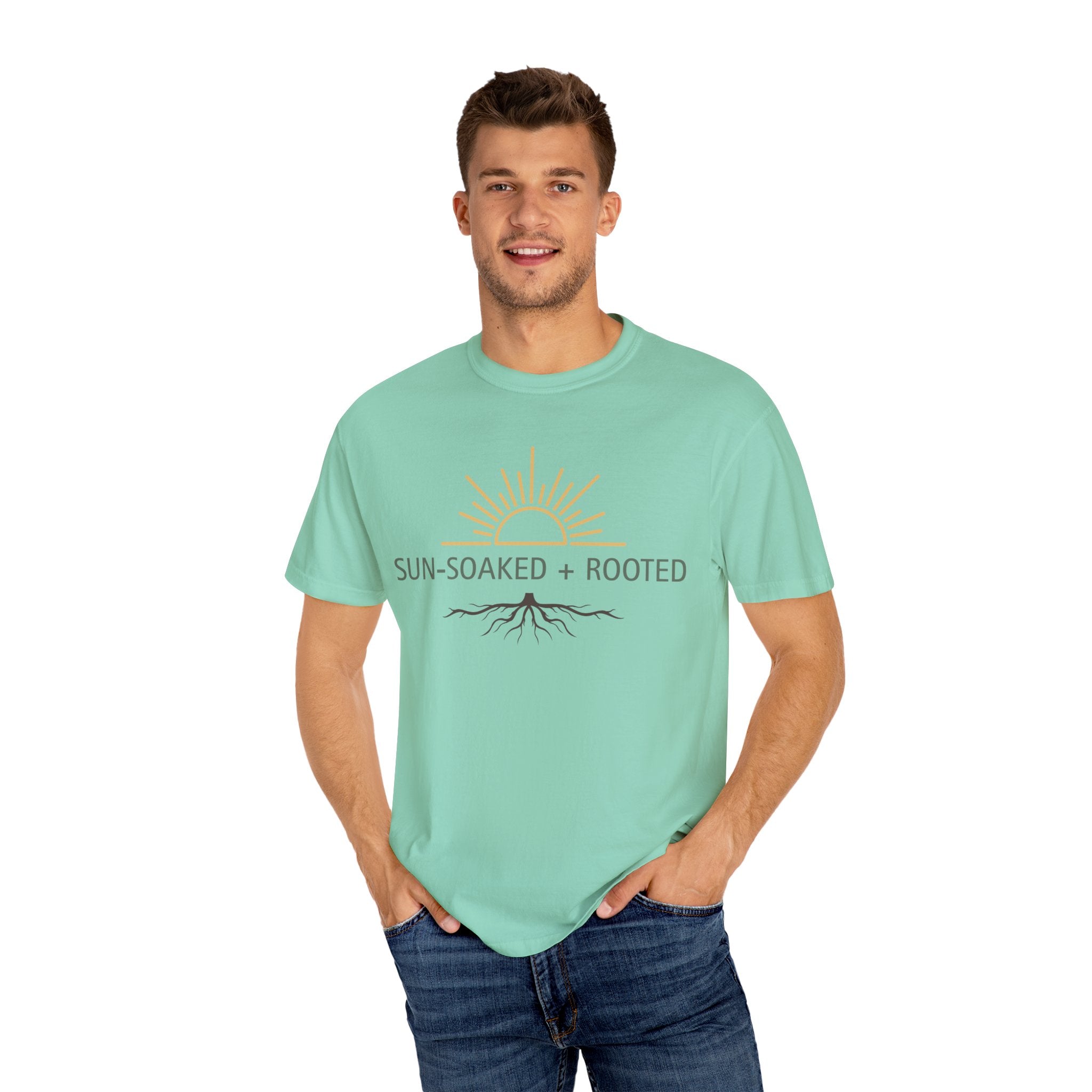 Wild & Wander Sun-Soaked + Rooted Tee - Comfort Colors Boho T-Shirt for Soft Summer Days