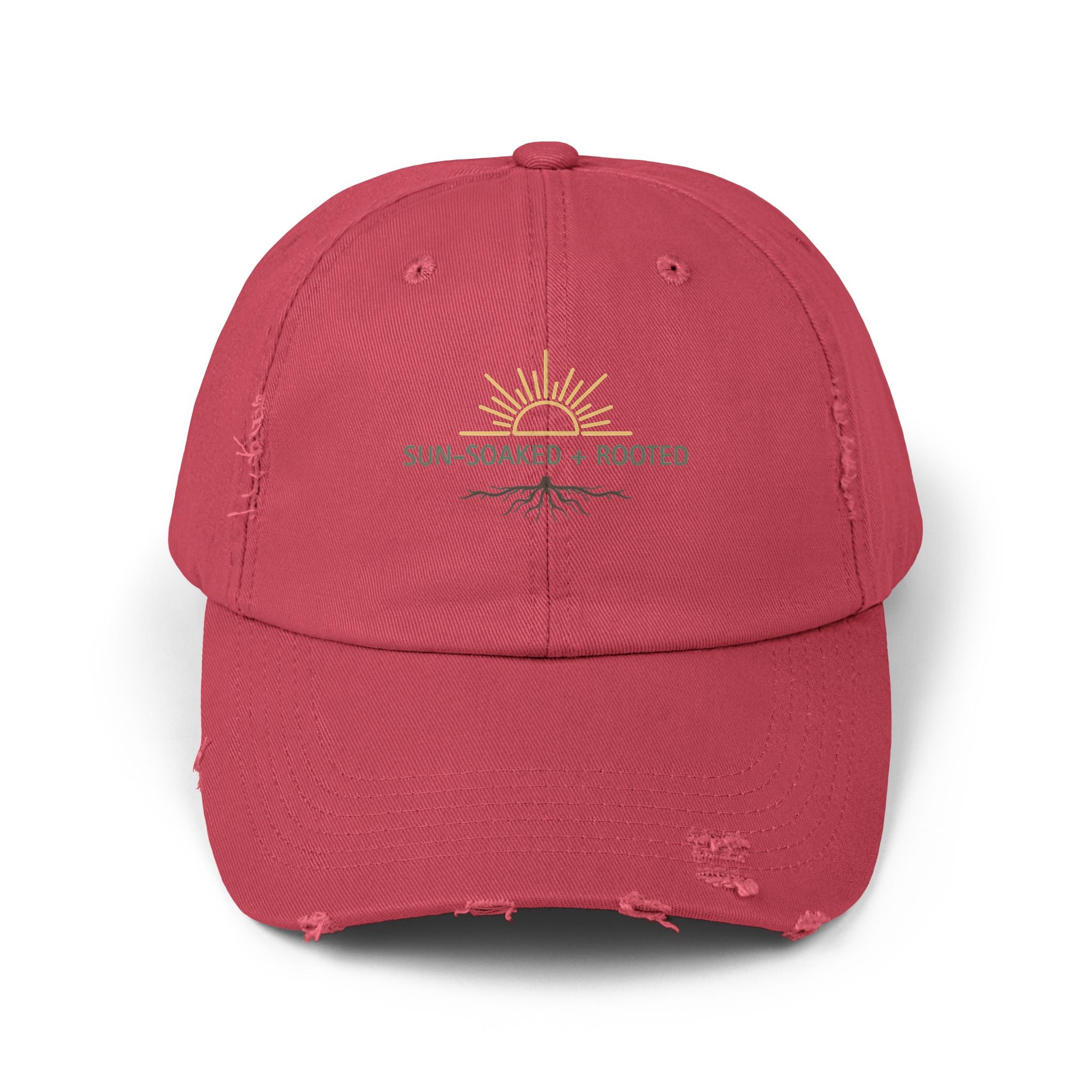 Wild & Wander Sun-Soaked + Rooted Baseball Hat - Boho Distressed Cap for Soft Summer Days