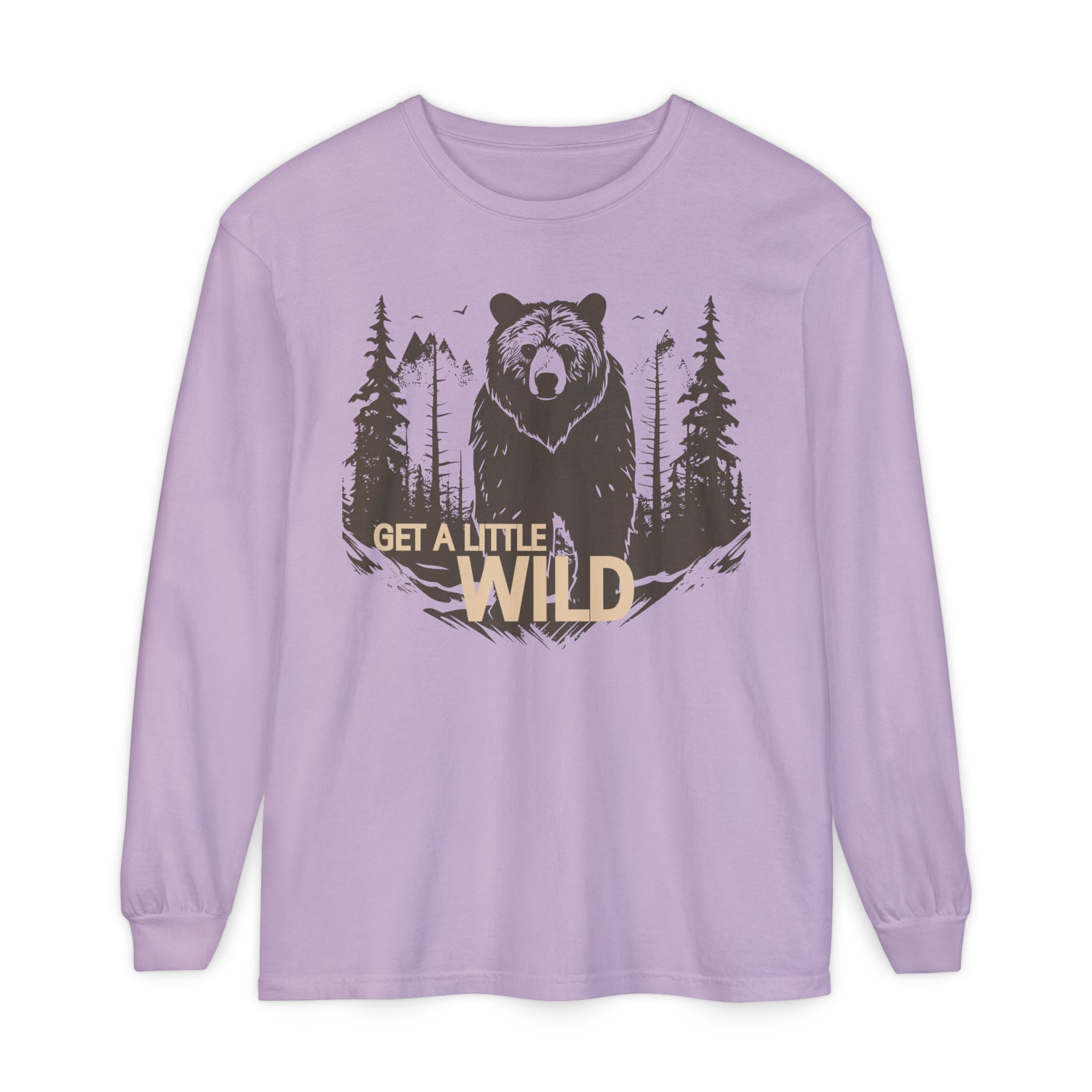 Get a Little Wild Bear Long Sleeve -Nature Graphic Tee | Soft Cotton Adventure Layer