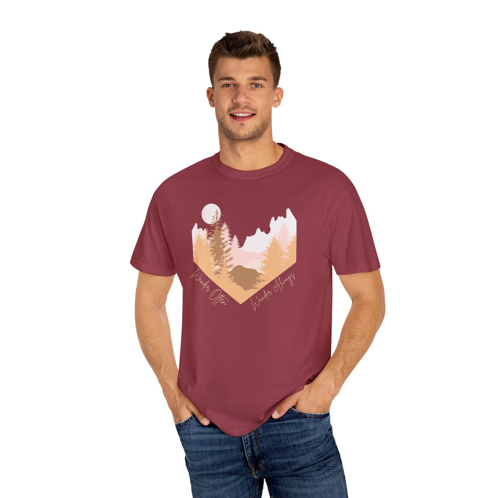 Wander Often Soft Sunrise T-Shirt | Wild & Wander Adventure Tee | Comfort Colors Garment-Dyed Shirt