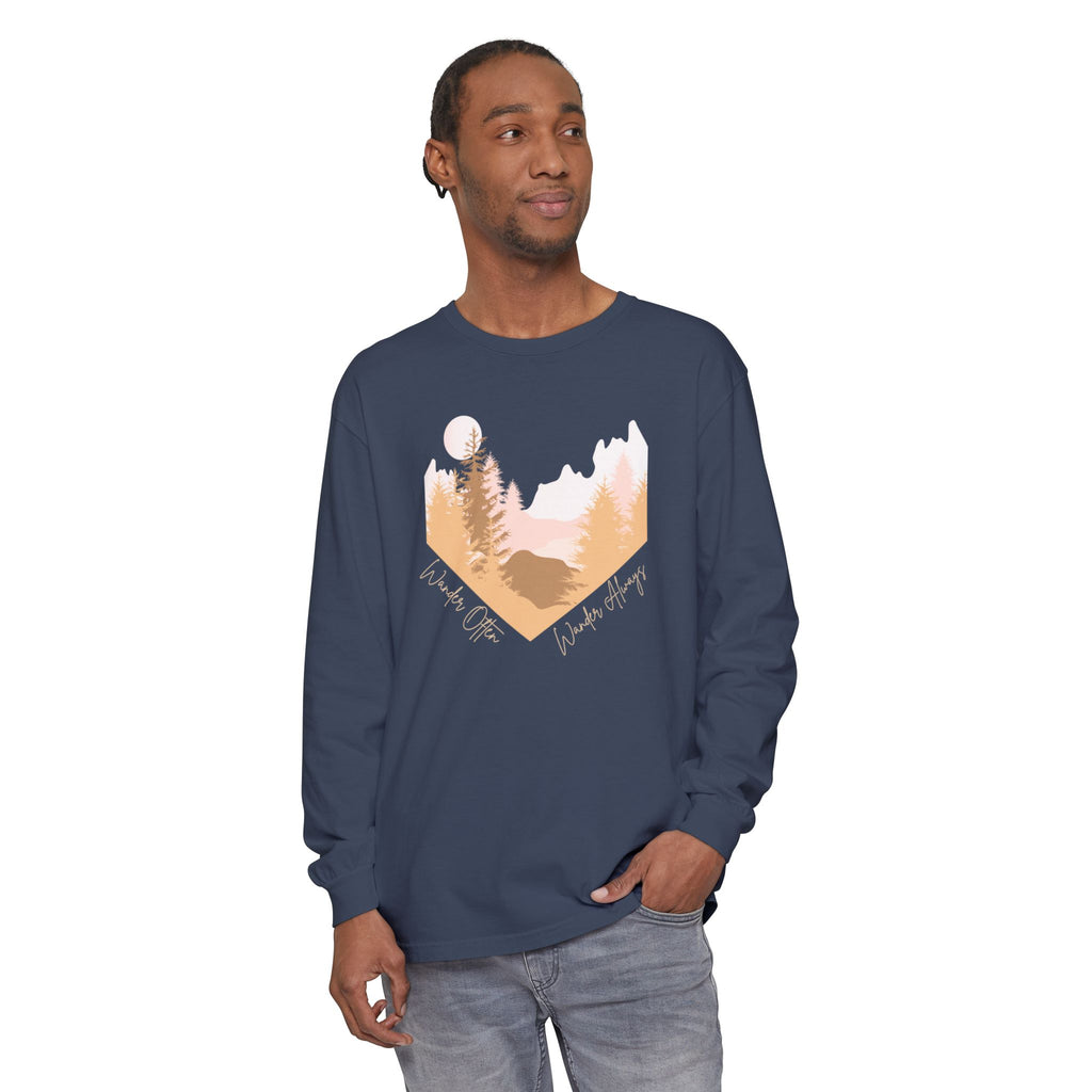 Wander Often Long Sleeve Shirt, Soft Nature Graphic Tee, Wild & Wander