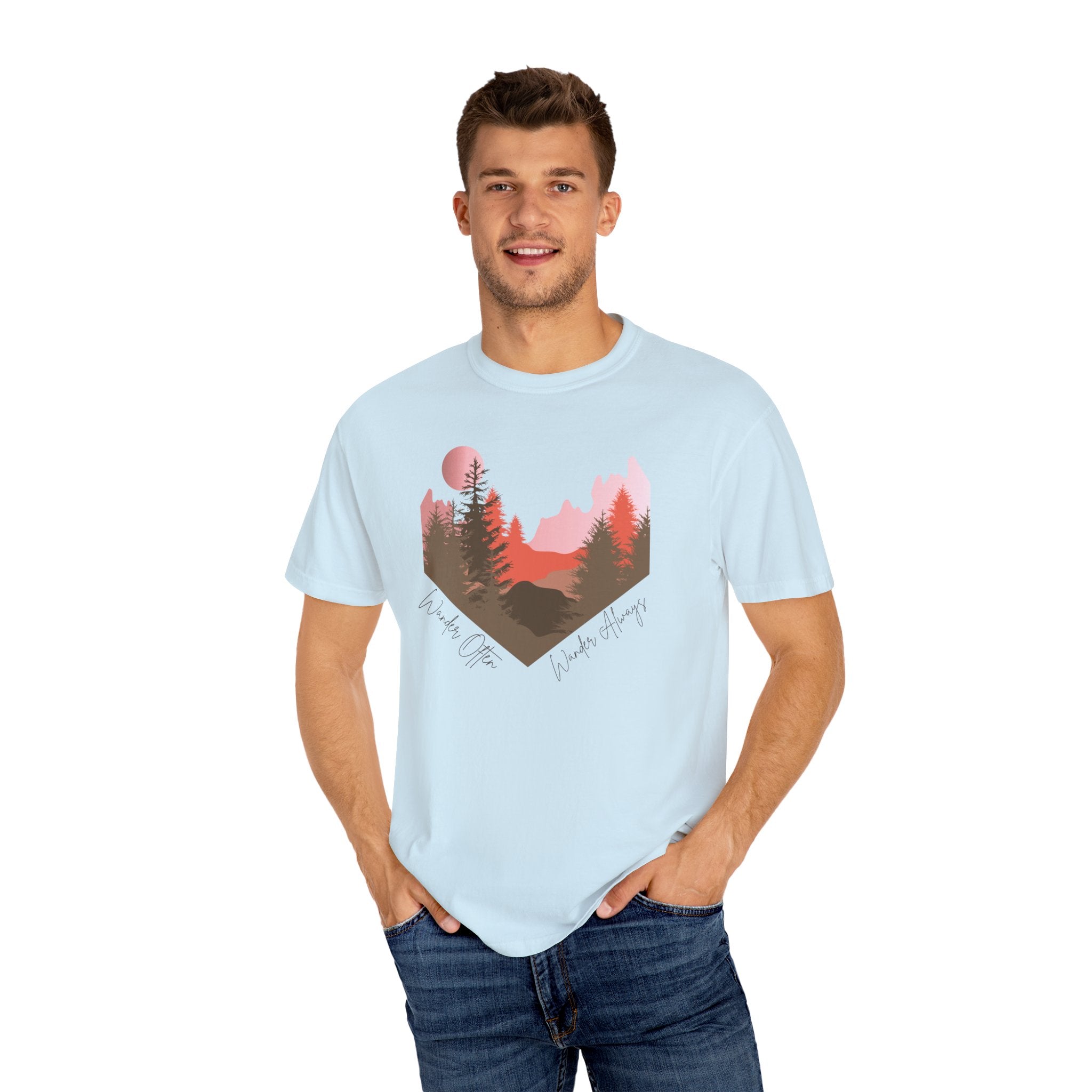 Wander Always Sunset T-Shirt | Wild & Wander Adventure Tee | Comfort Colors Garment-Dyed Shirt