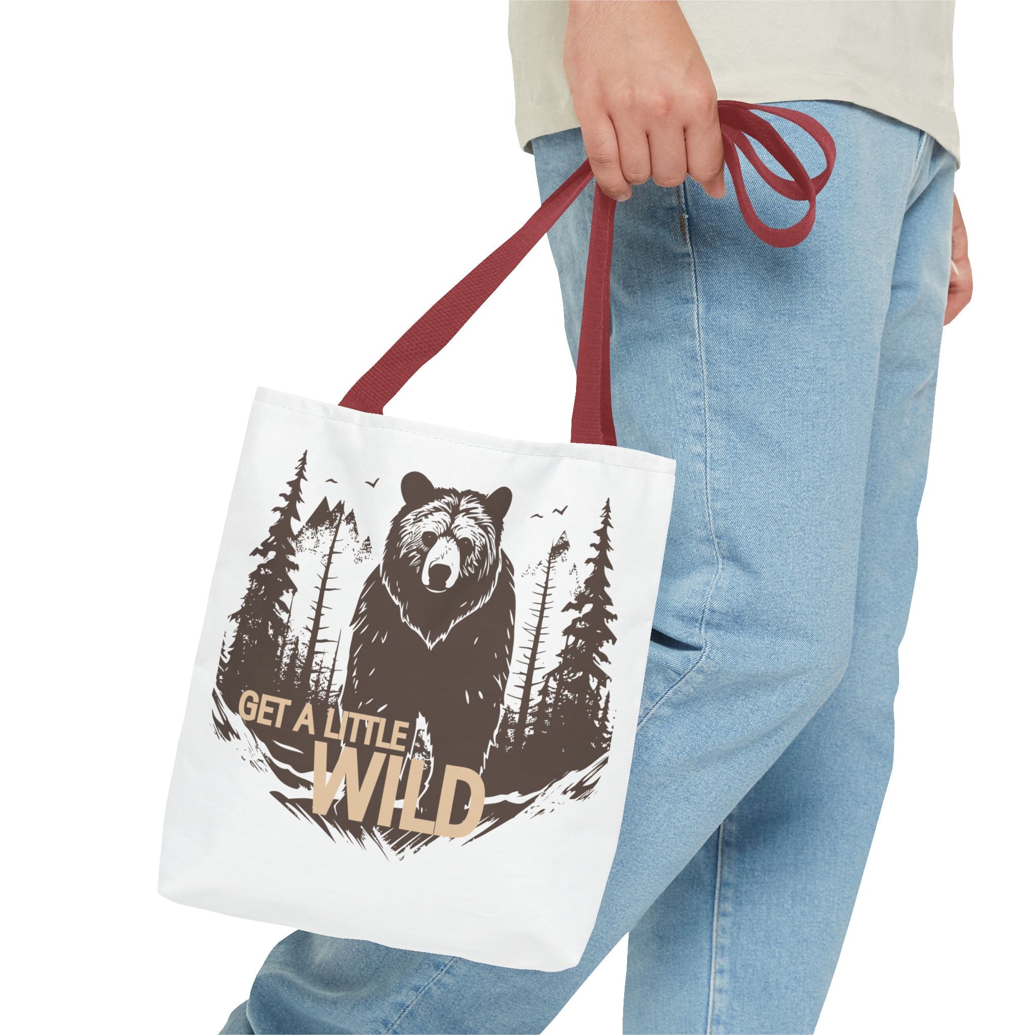 Get a Little Wild Tote Bag - Bear Forest Design | Durable Cotton Handle Market Bag