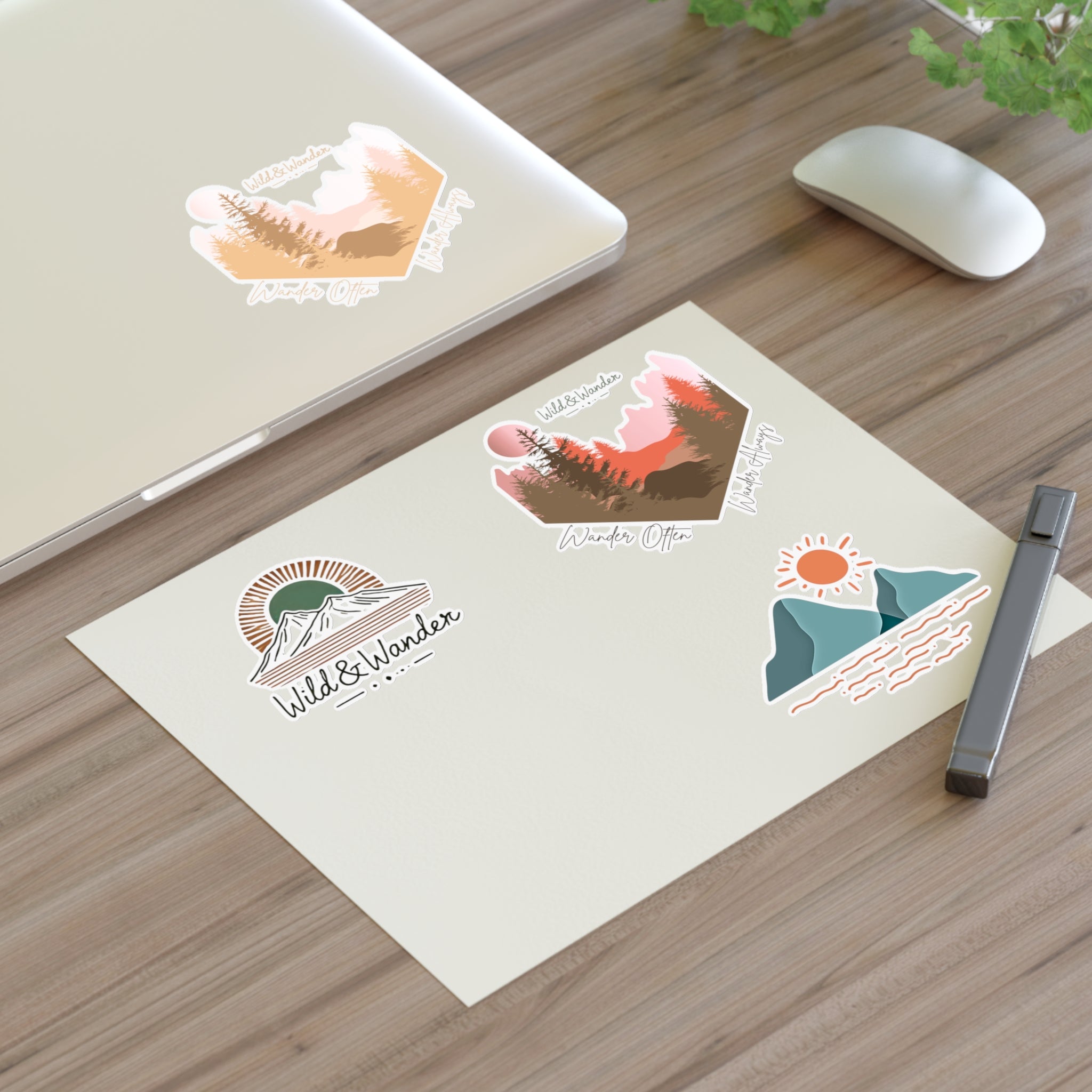Sunrise Adventure Sticker Sheet - Wild & Wander Nature-Inspired Vinyl Stickers for Laptops, Journals + More