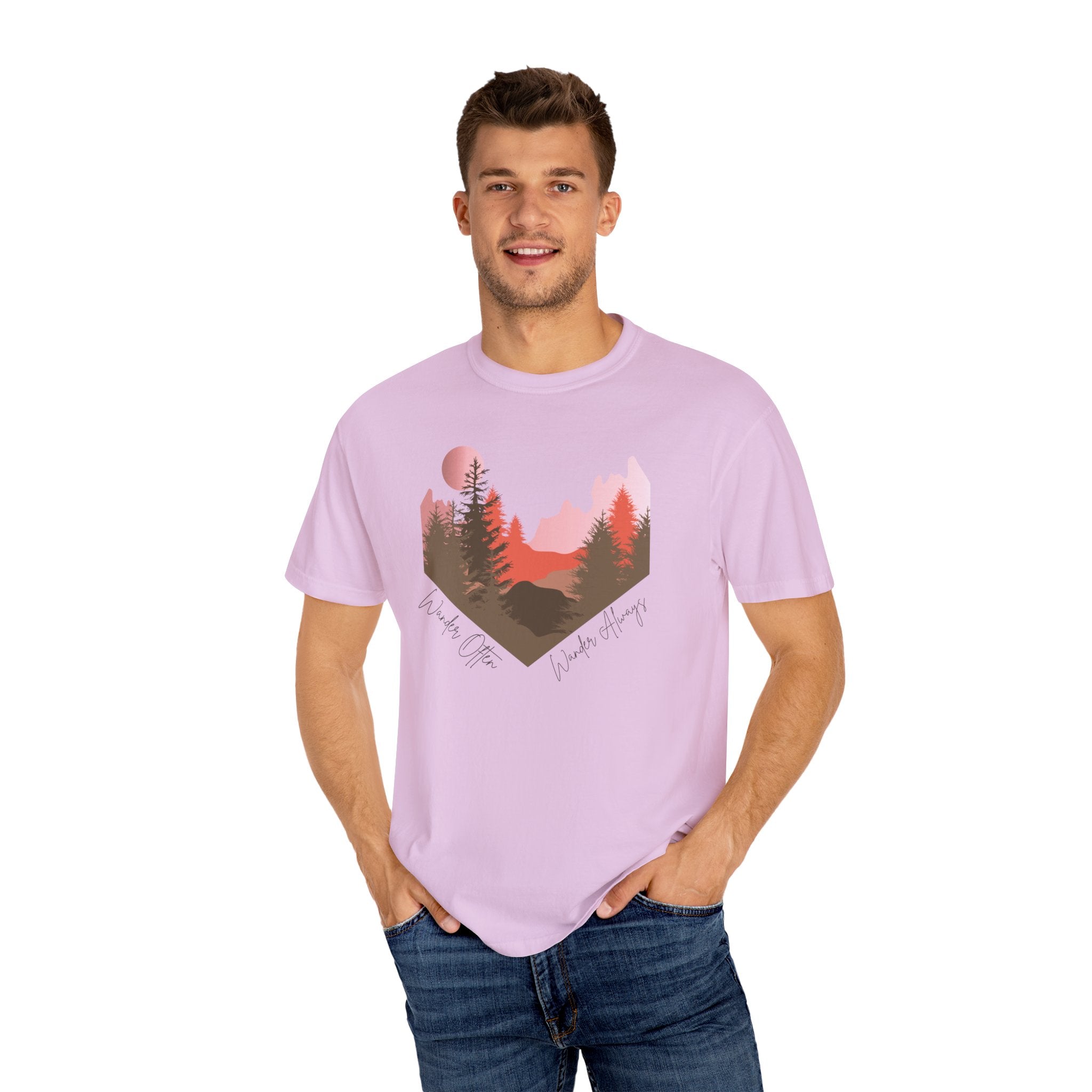 Wander Always Sunset T-Shirt | Wild & Wander Adventure Tee | Comfort Colors Garment-Dyed Shirt
