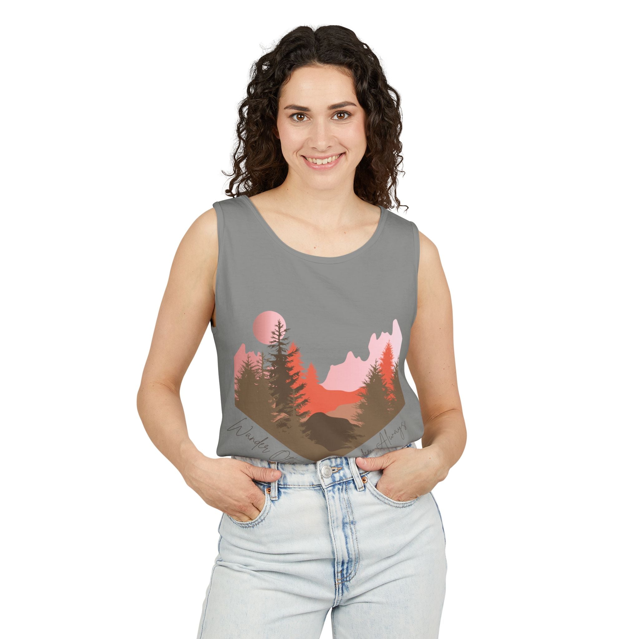 Wander Always Tank Top - Comfort Colors Garment-Dyed Muscle Tank | Wild & Wander Nature-Inspired Summer Shirt
