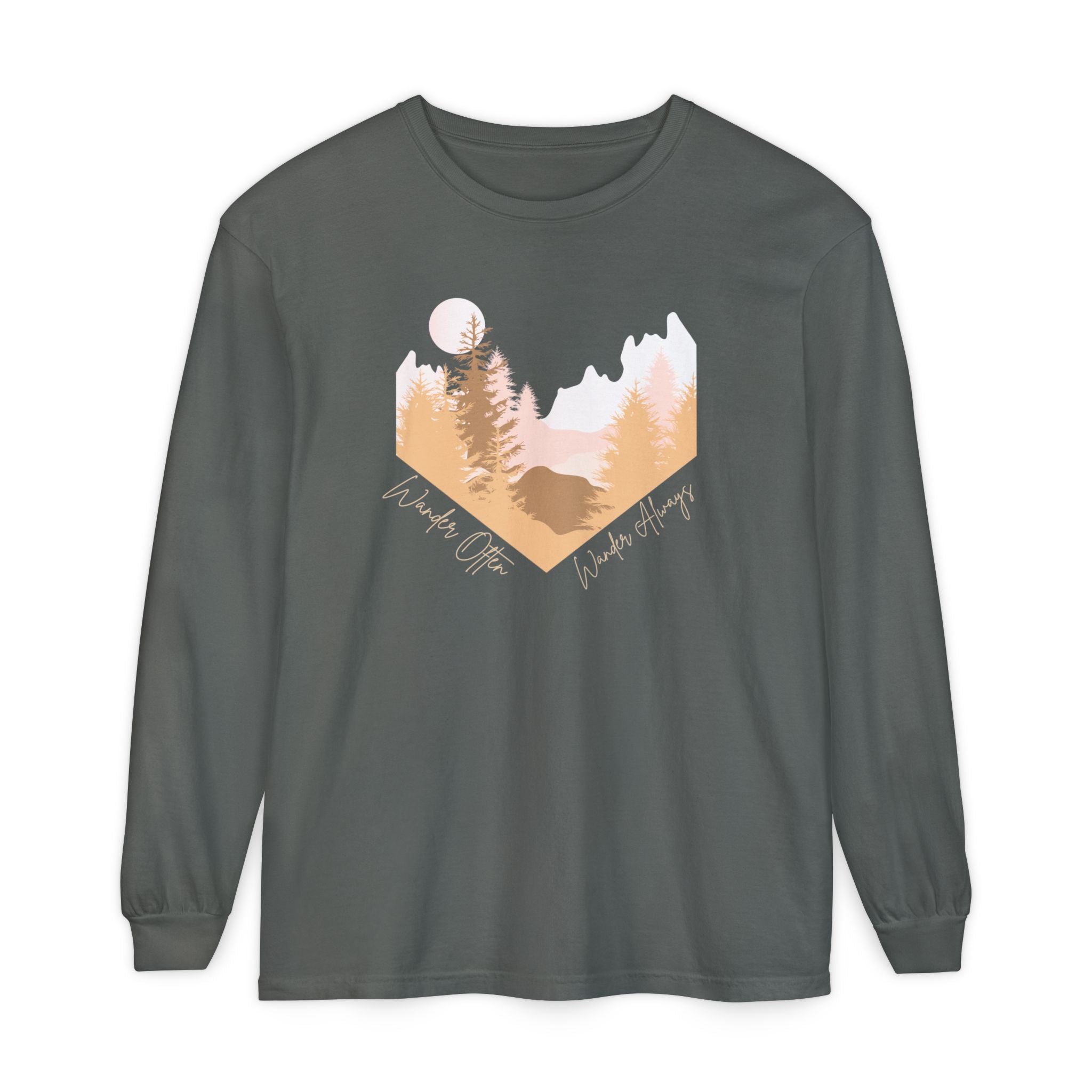 Wander Often Long Sleeve Shirt, Soft Nature Graphic Tee, Wild & Wander