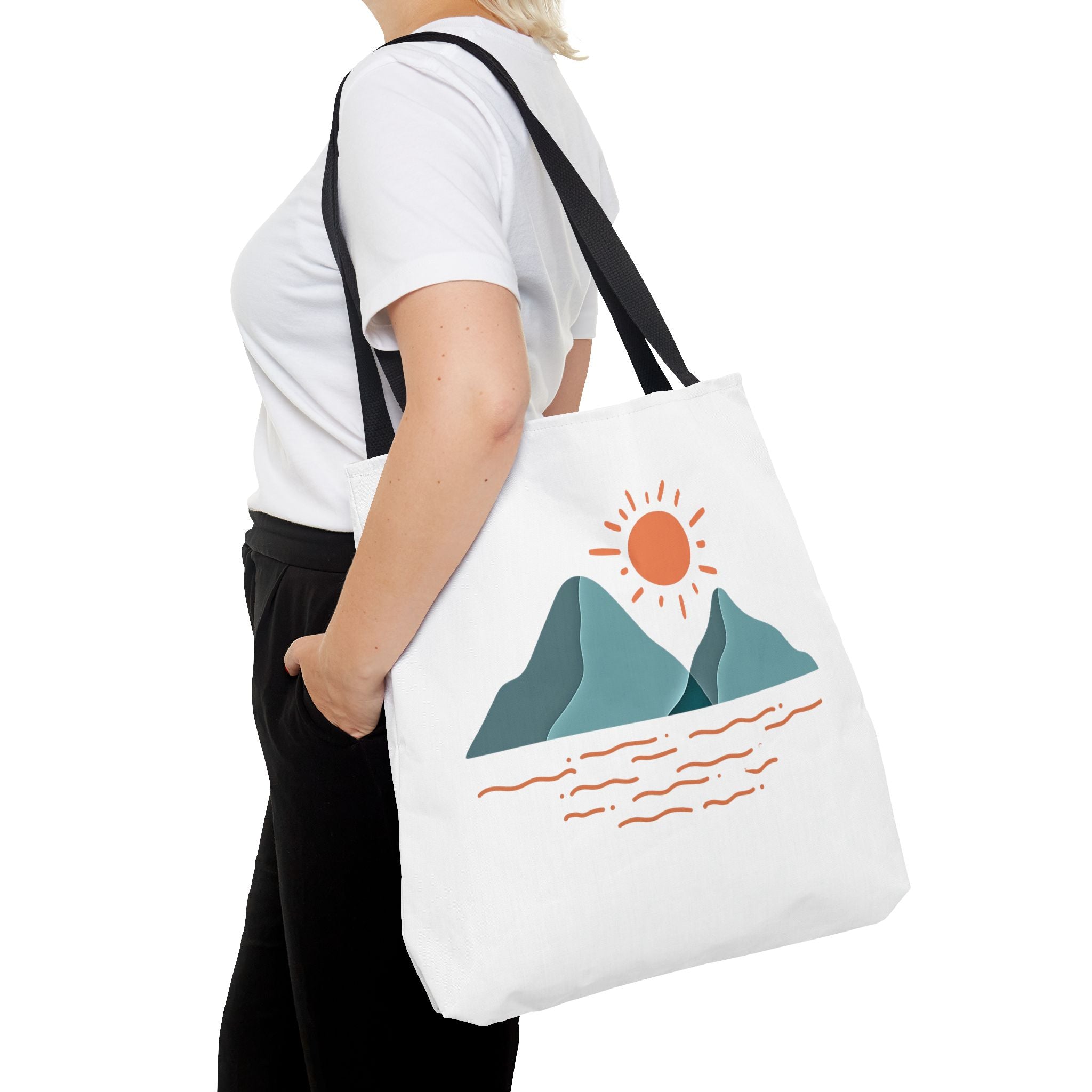 Mountain Sunrise Tote Bag - Minimal Nature Print by Wild & Wander (Free Shipping)