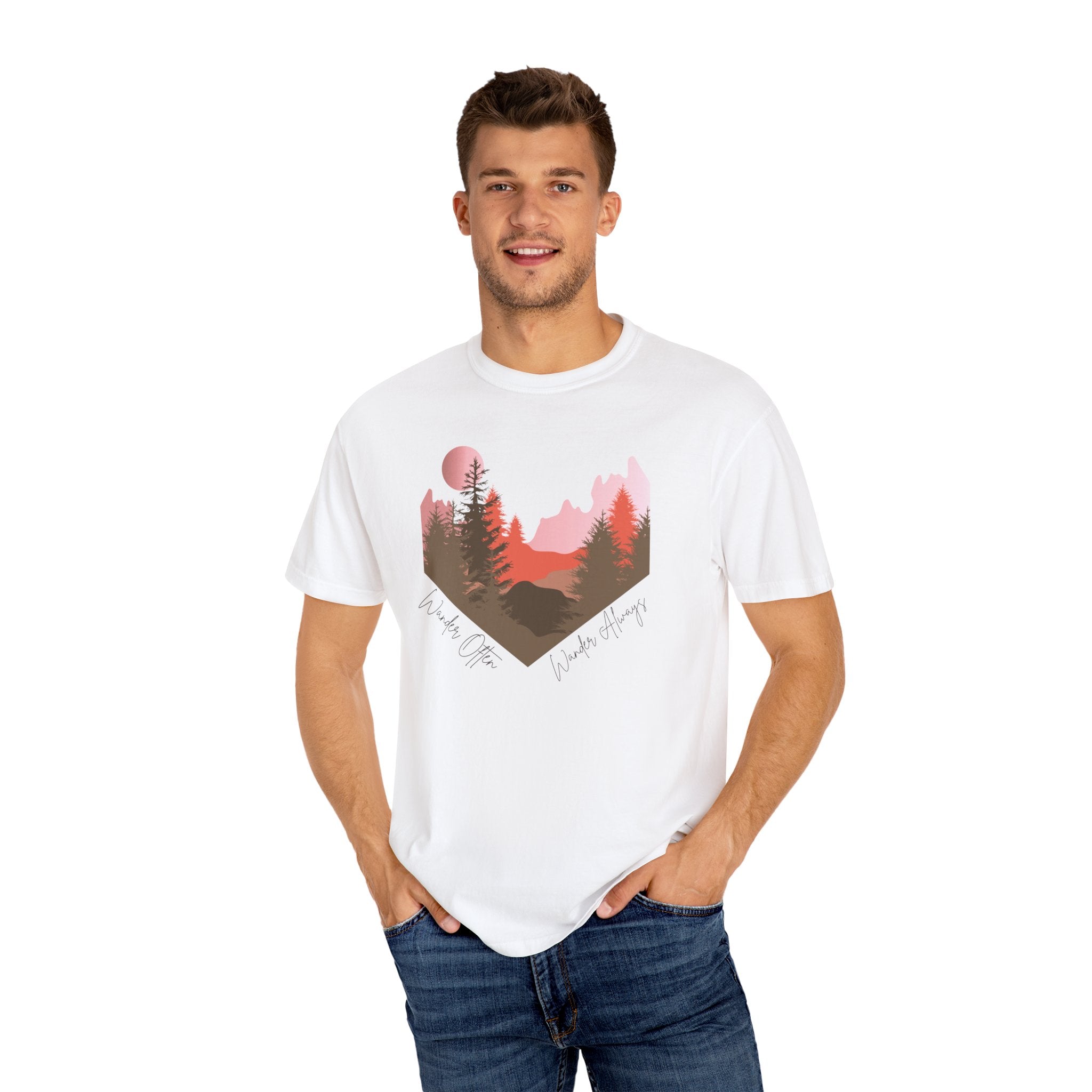 Wander Always Sunset T-Shirt | Wild & Wander Adventure Tee | Comfort Colors Garment-Dyed Shirt